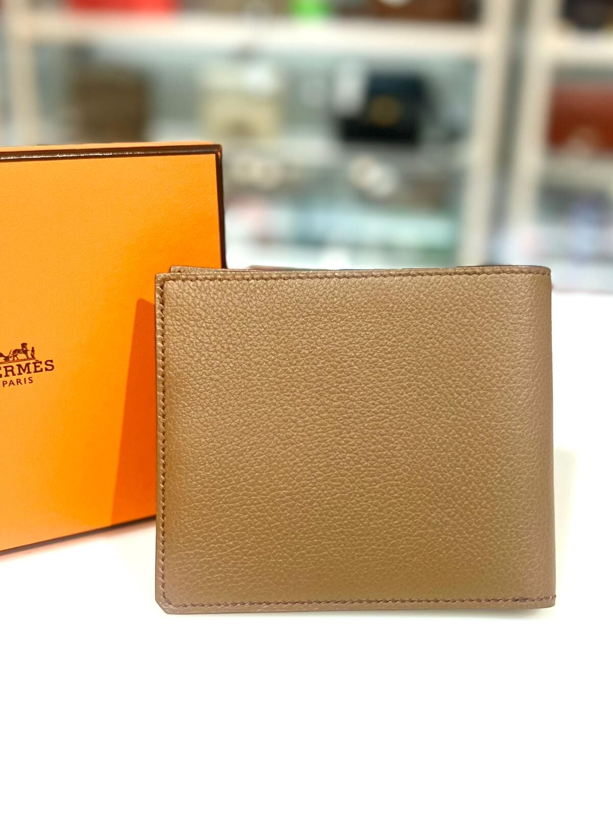 全新HERMES Compact wallet 栗子色 W Evercolor H084594CK3G男士短銀包 #BRAND NEW #香榭站正品
