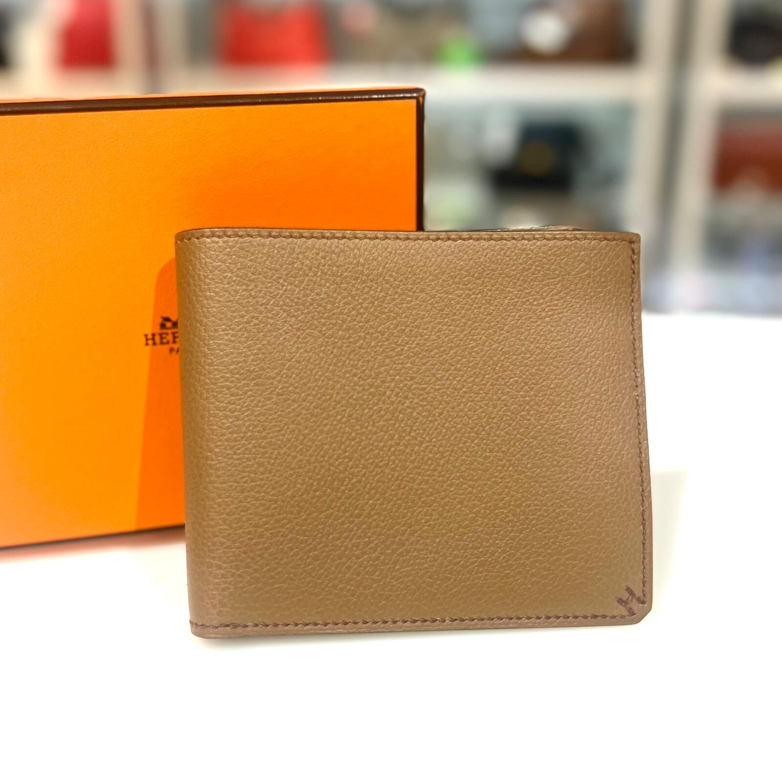 全新HERMES Compact wallet 栗子色 W Evercolor H084594CK3G男士短銀包 #BRAND NEW #香榭站正品
