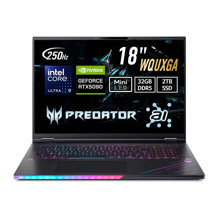 Acer PH18-73-91KY Predator Helios 18 AI 18" (250Hz, Intel Ultra 9-275HX, 32GB+2TB SSD, RTX 5090) (NH.QVWCF.001)