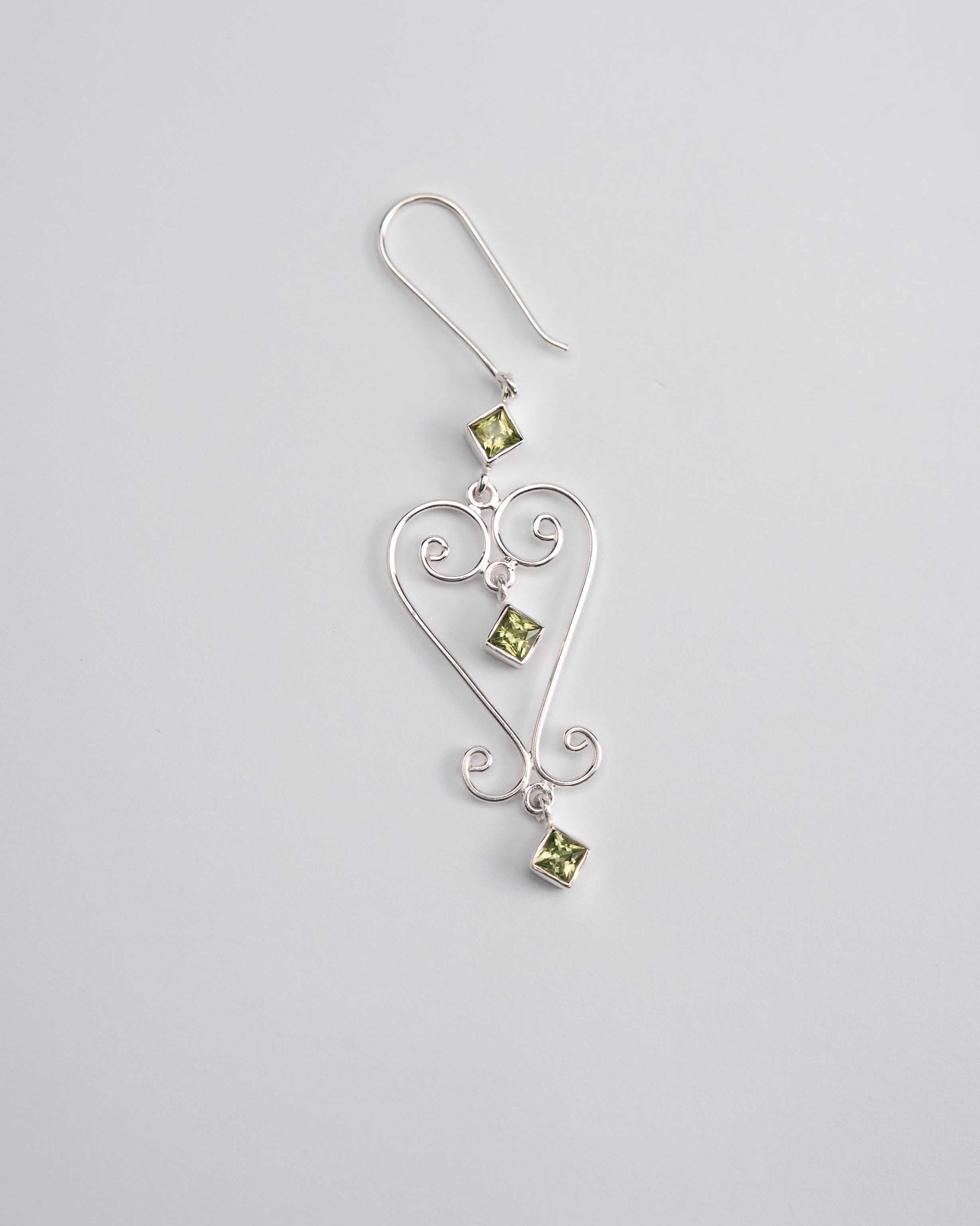 Jester Bloom Peridot Baba Heart Earrings - Green