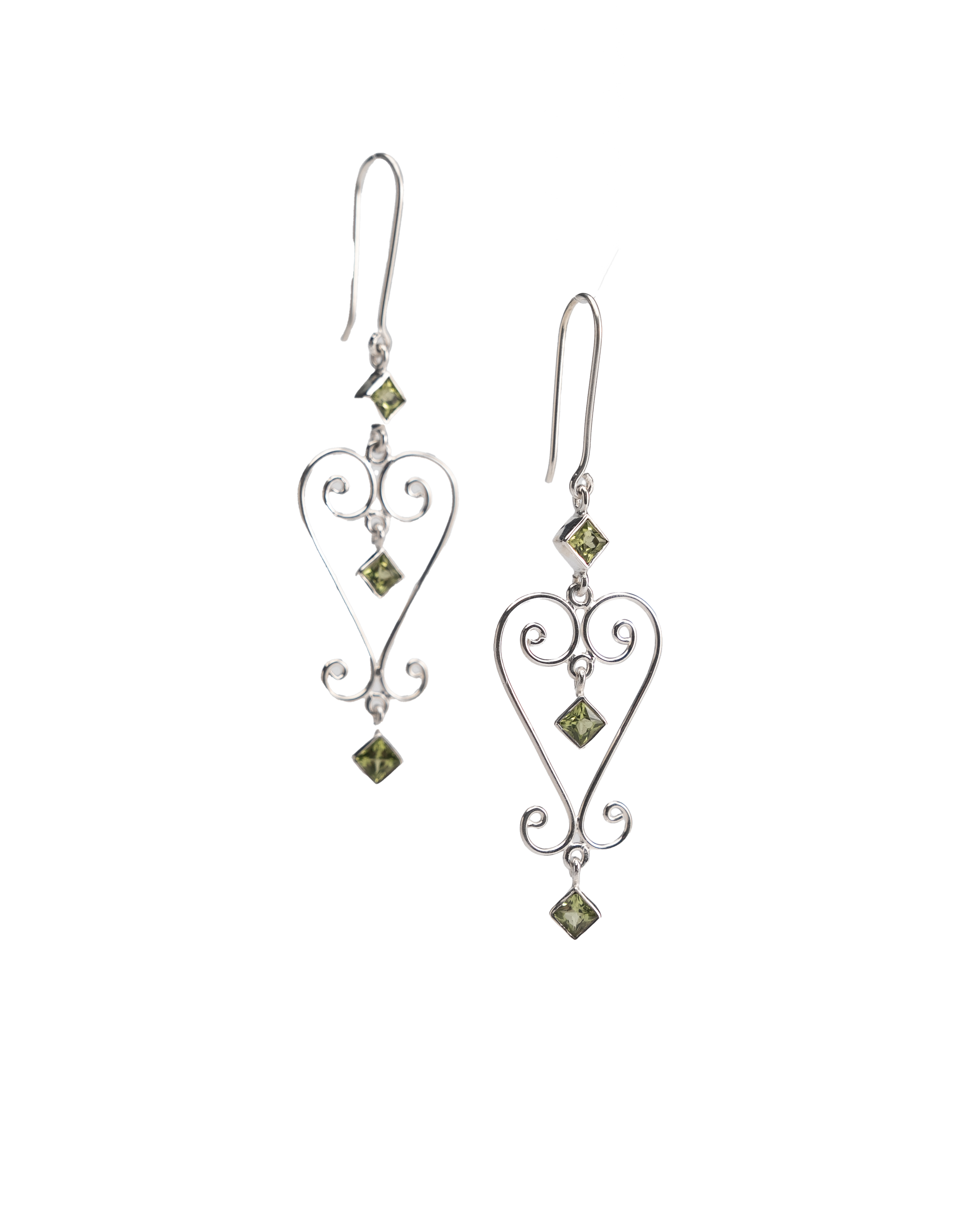 Jester Bloom Peridot Baba Heart Earrings - Green