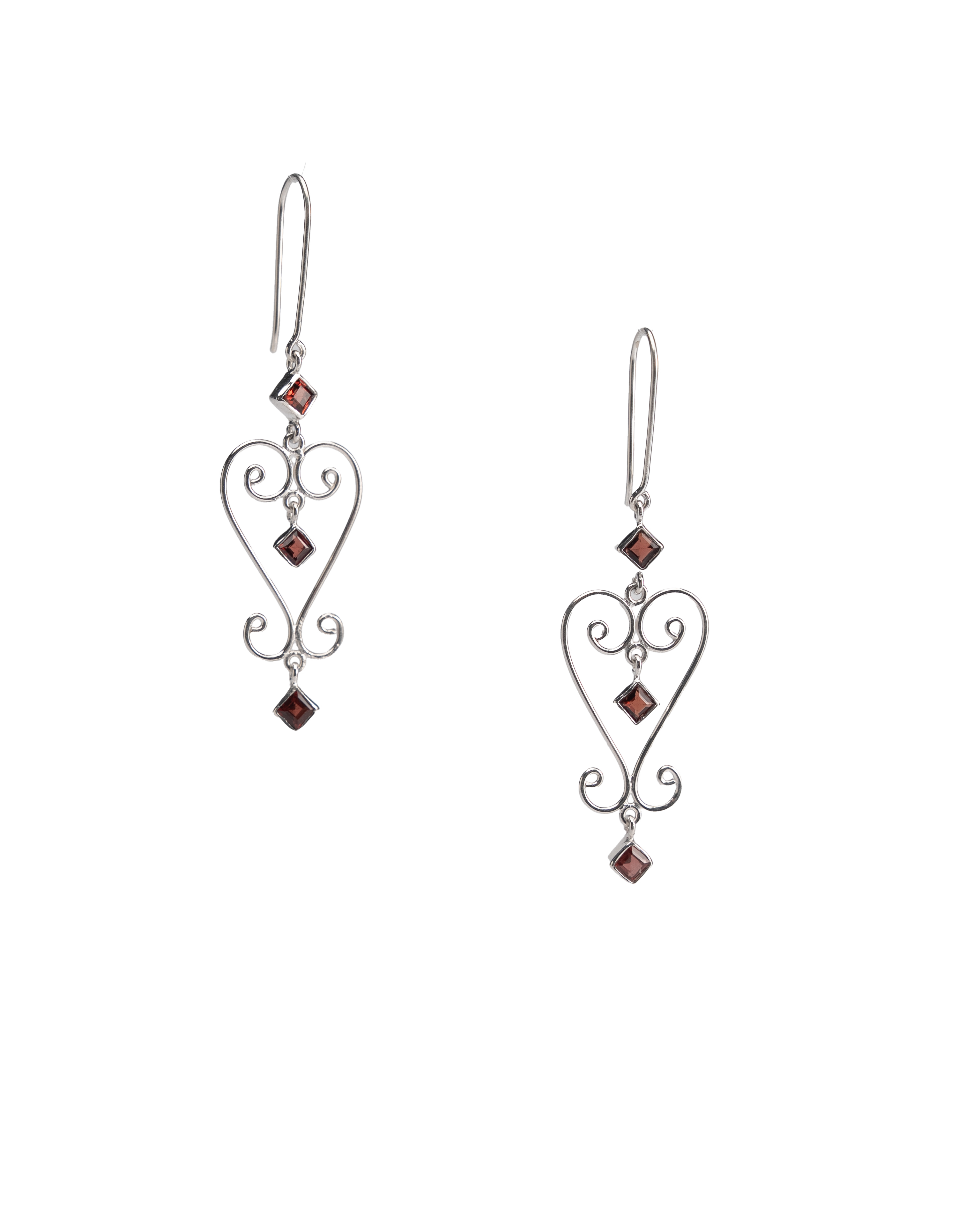 Jester Bloom Peridot Baba Heart Earrings - Red