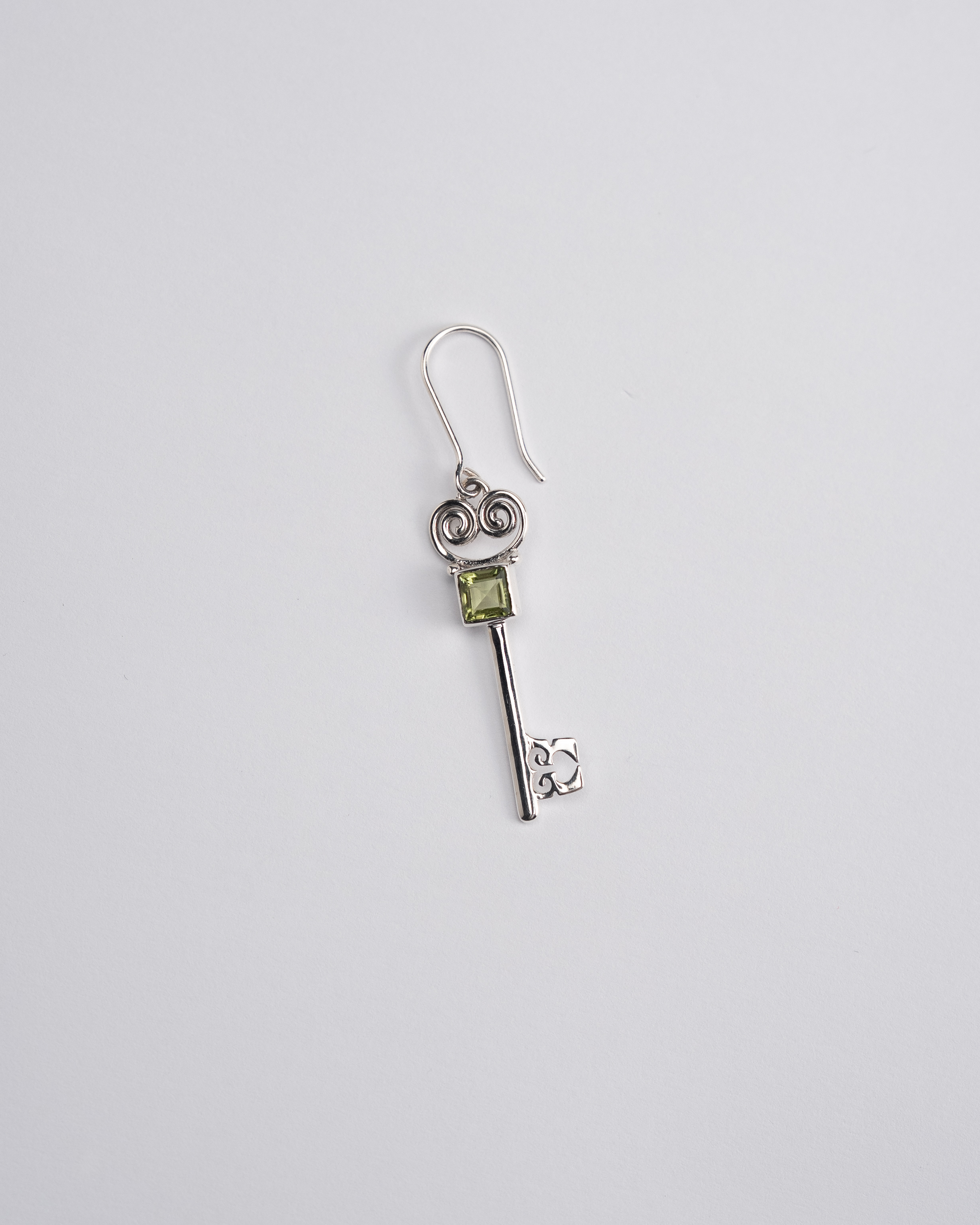 Jester Bloom Peridot Lovers Key Earrings - Green