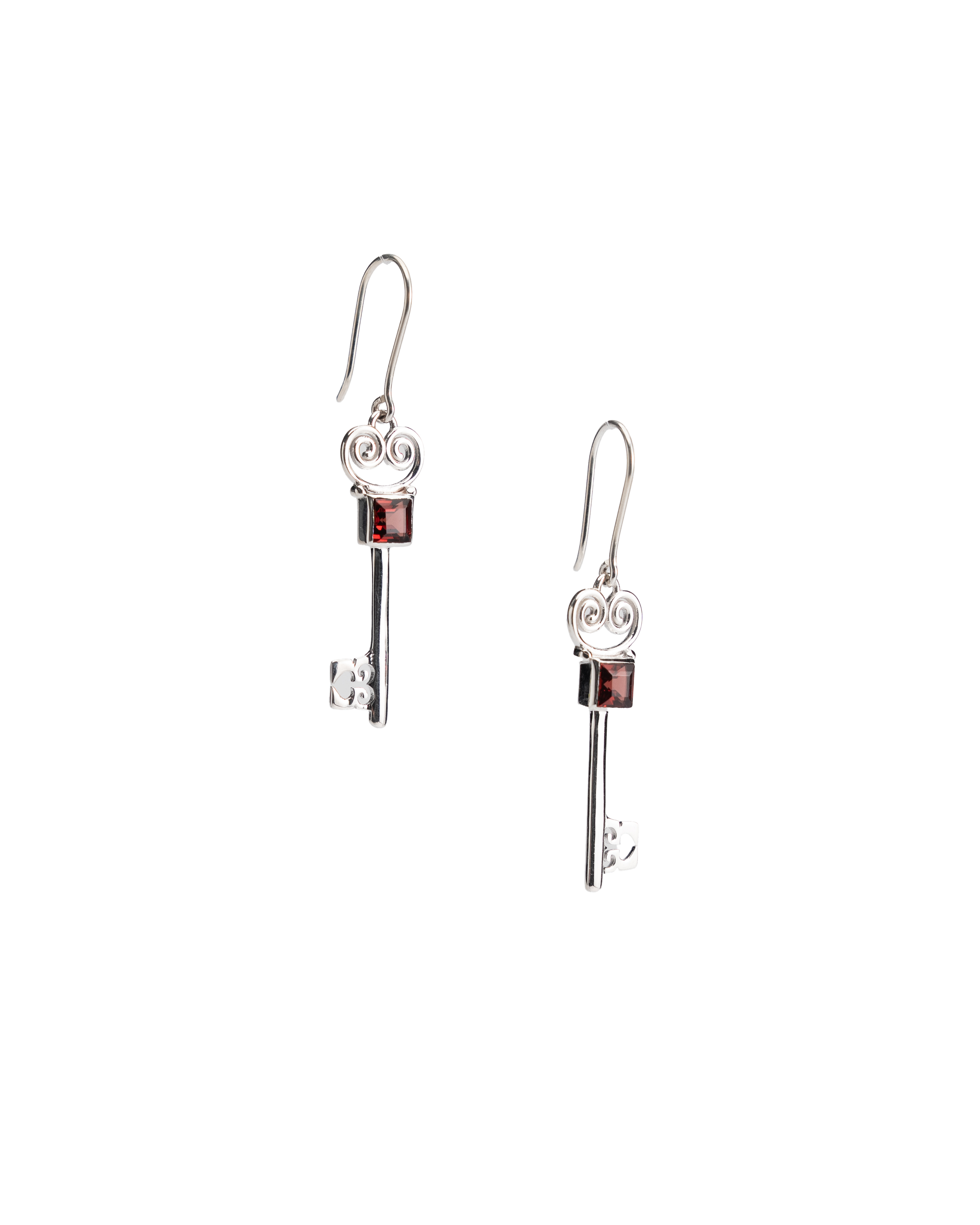 Jester Bloom Peridot Lovers Key Earrings - Red