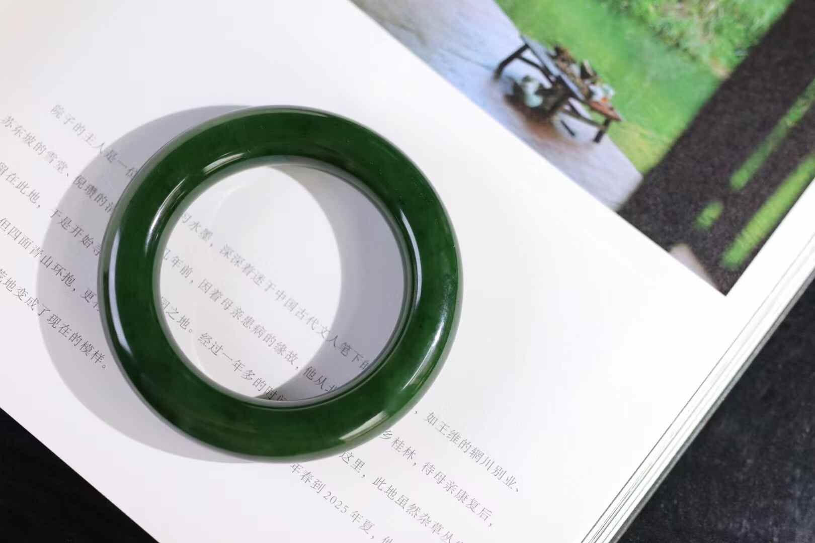 和田玉碧玉胖圓條手鐲,天然和田玉軟玉