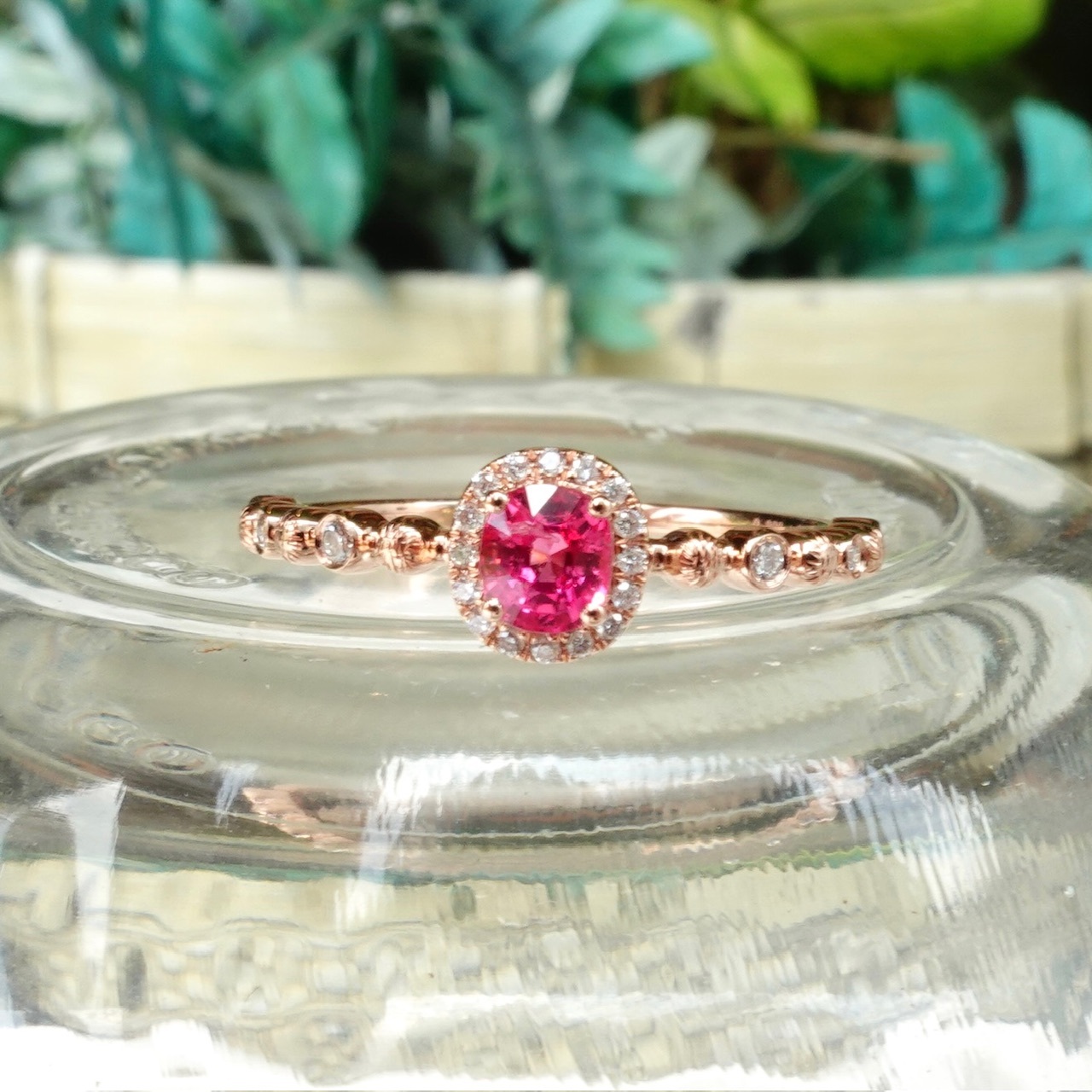 18K Rose Gold Natural Burmese Jedi Spinel Diamonds Ring