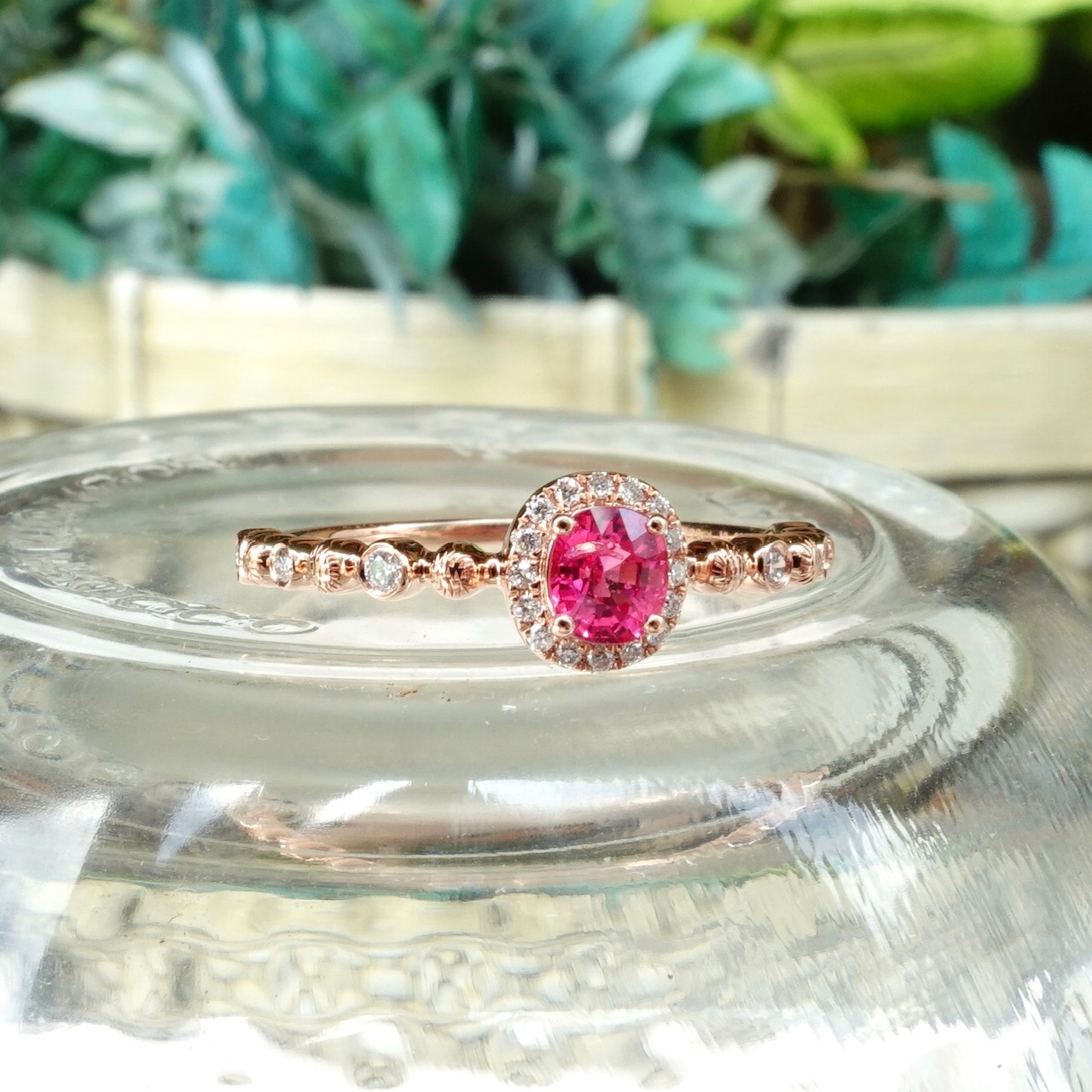 18K Rose Gold Natural Burmese Jedi Spinel Diamonds Ring