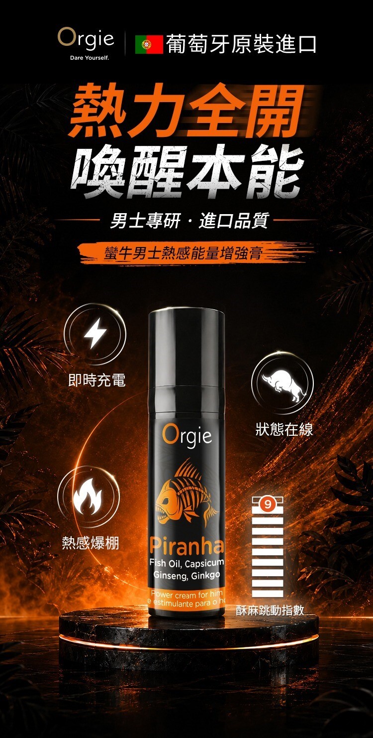 Orgie Piranha Power Cream 蠻牛 男士熱感能量增強膏 助勃 勃起