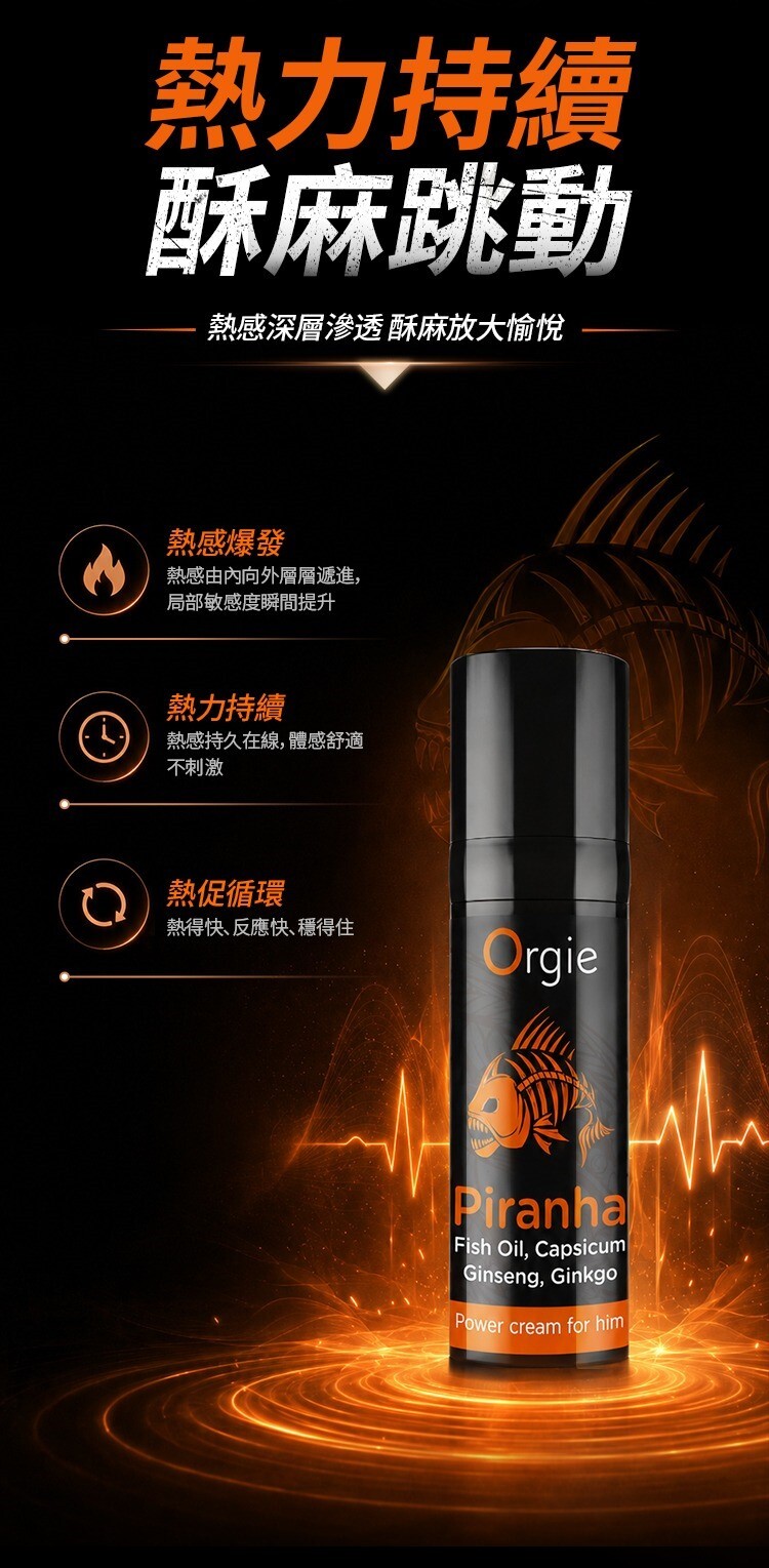 Orgie Piranha Power Cream 蠻牛 男士熱感能量增強膏 助勃 勃起