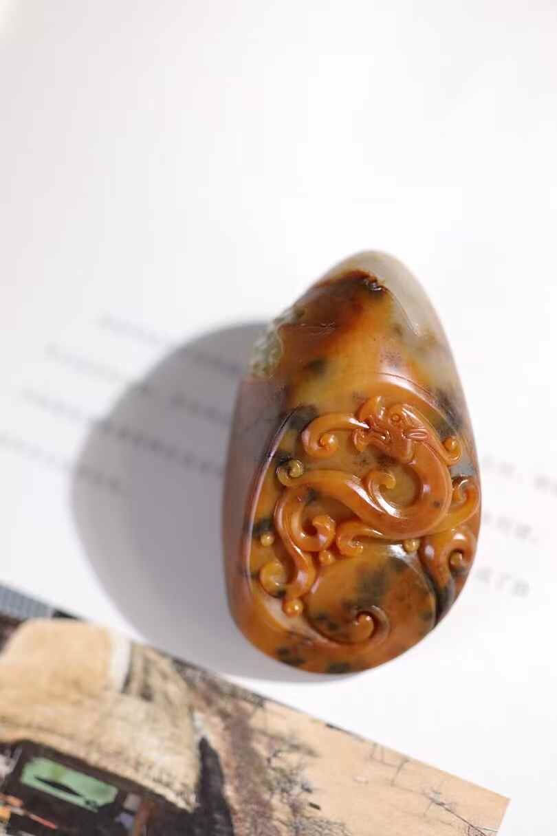 和田玉籽料手把件,天然和田玉軟玉