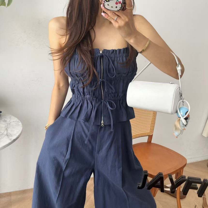 綁帶束胸亞麻馬甲