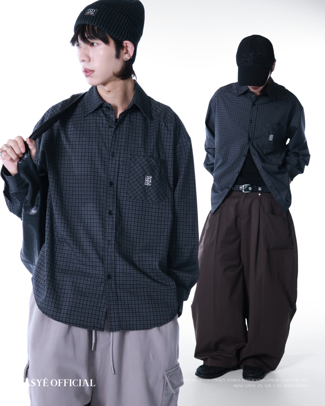 EASYÉ品牌刺繡格紋襯衫
