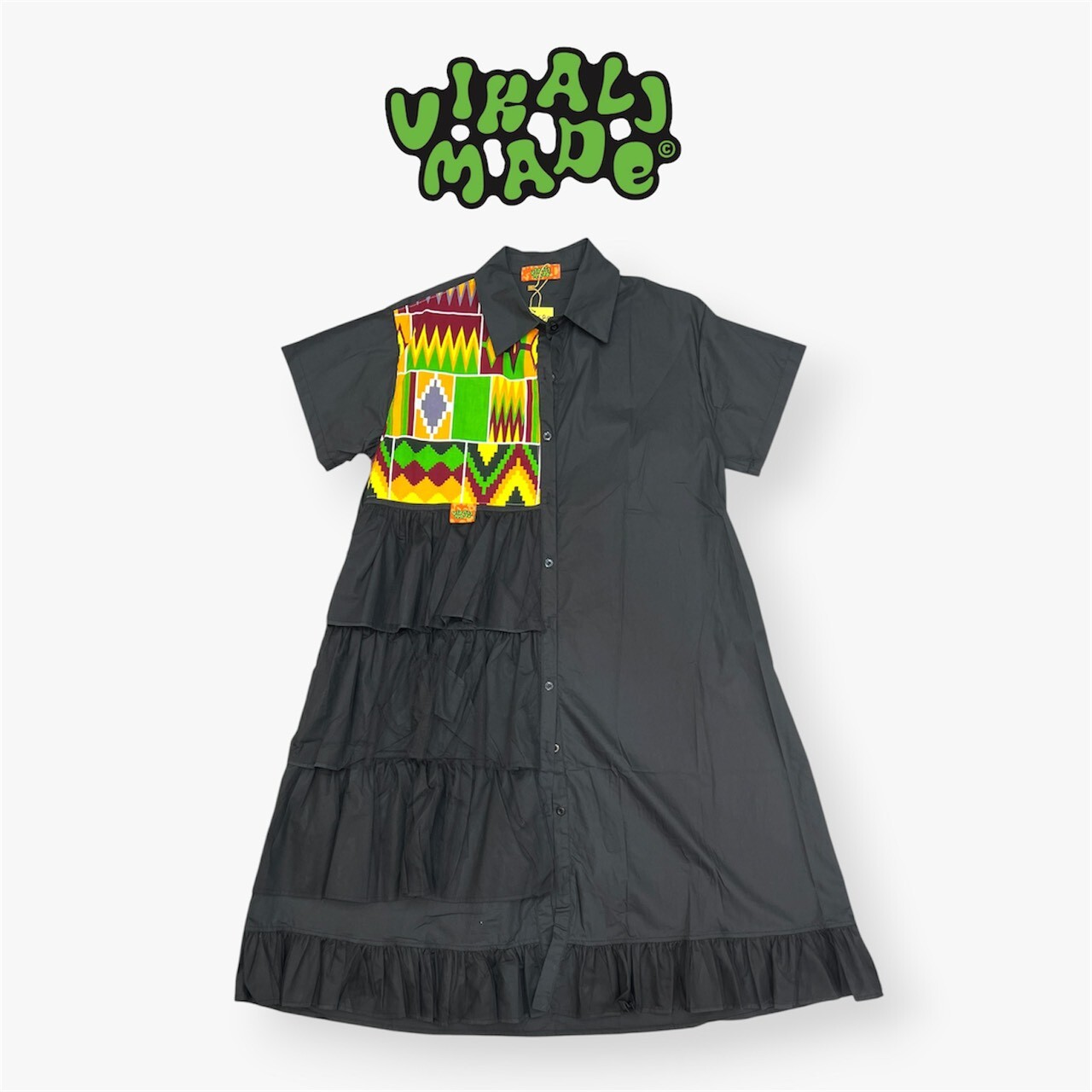 Annstudio｜Patchwork Shirt Dress
