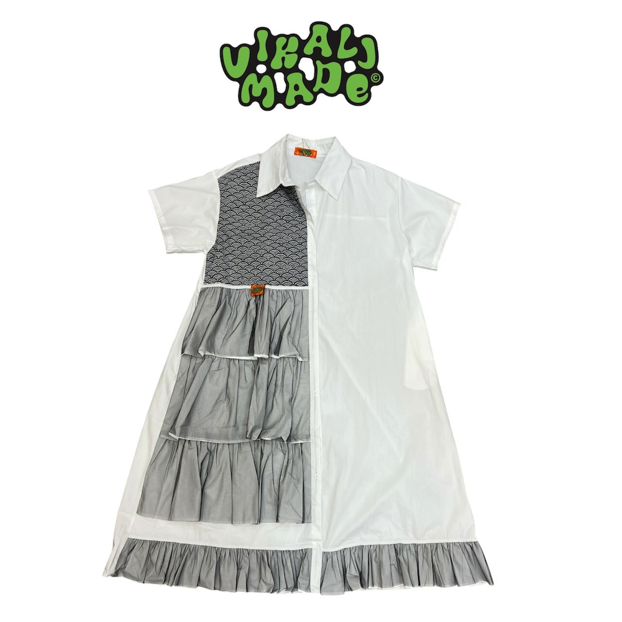 Annstudio｜Patchwork Shirt Dress