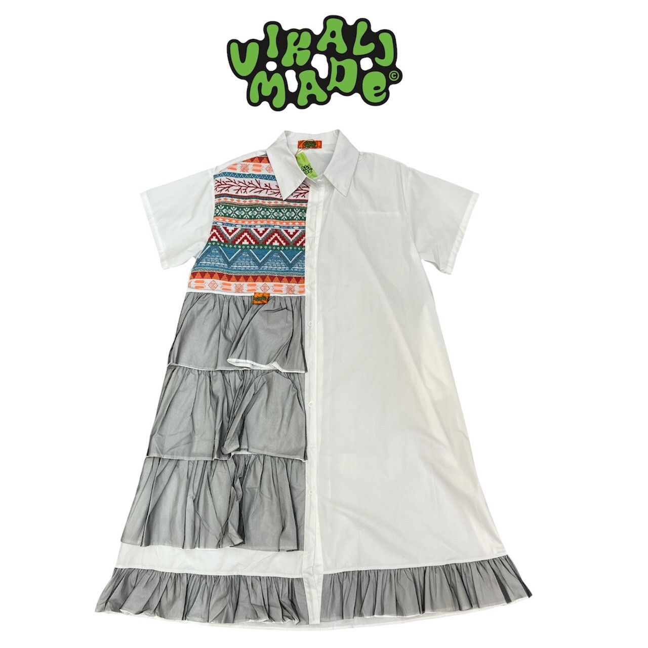Annstudio｜Patchwork Shirt Dress