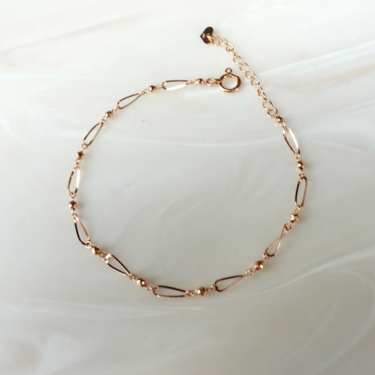 18K Rose Gold Japanese Laser Balls Bracelet