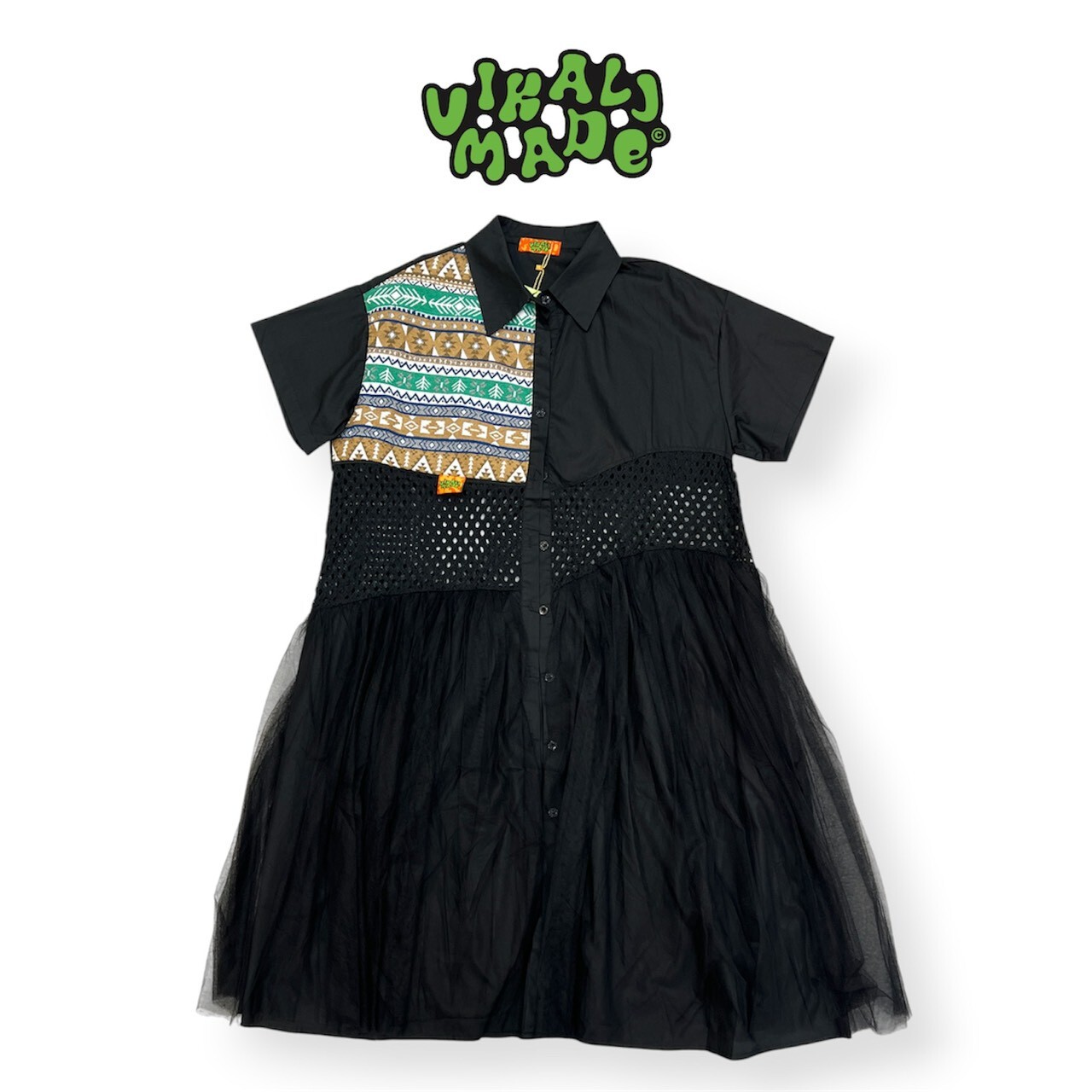 Annstudio｜Patchwork Shirt Dress