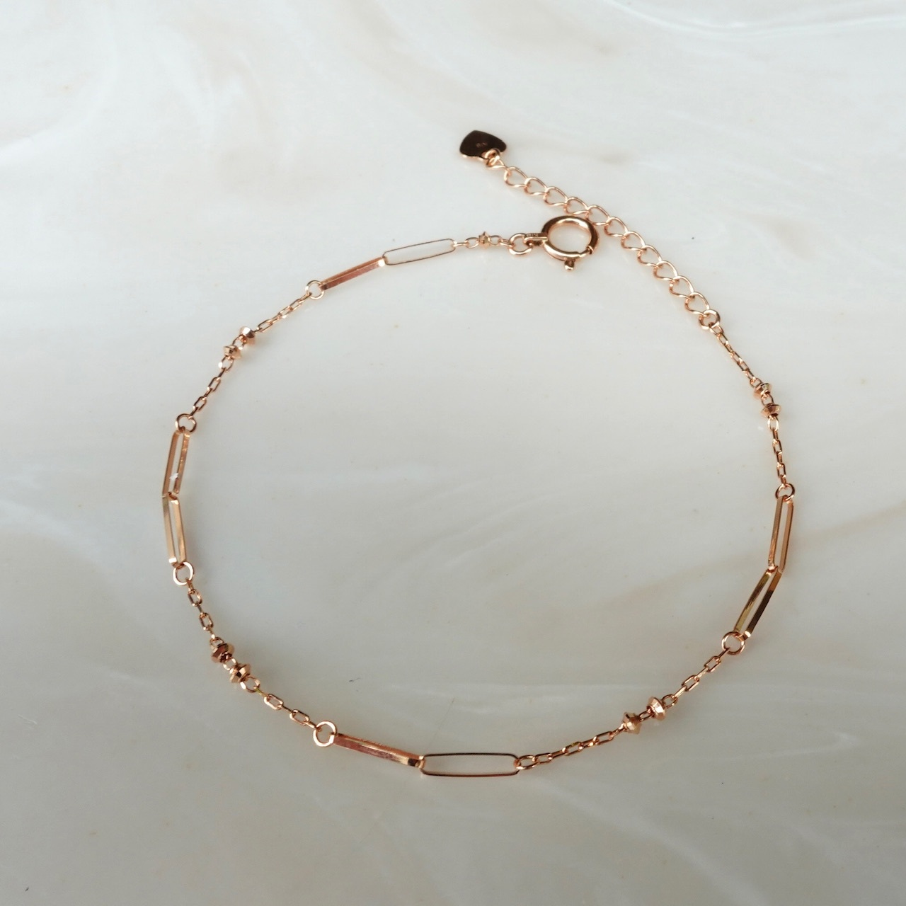 18K Rose Gold Japanese Laser Balls Bracelet