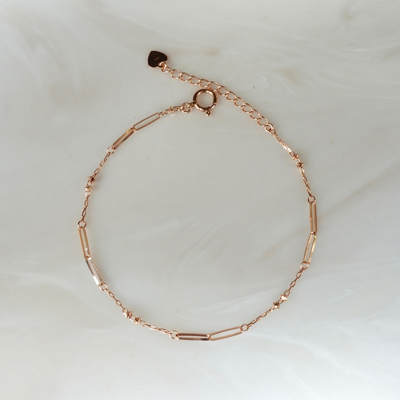 18K Rose Gold Japanese Laser Balls Bracelet