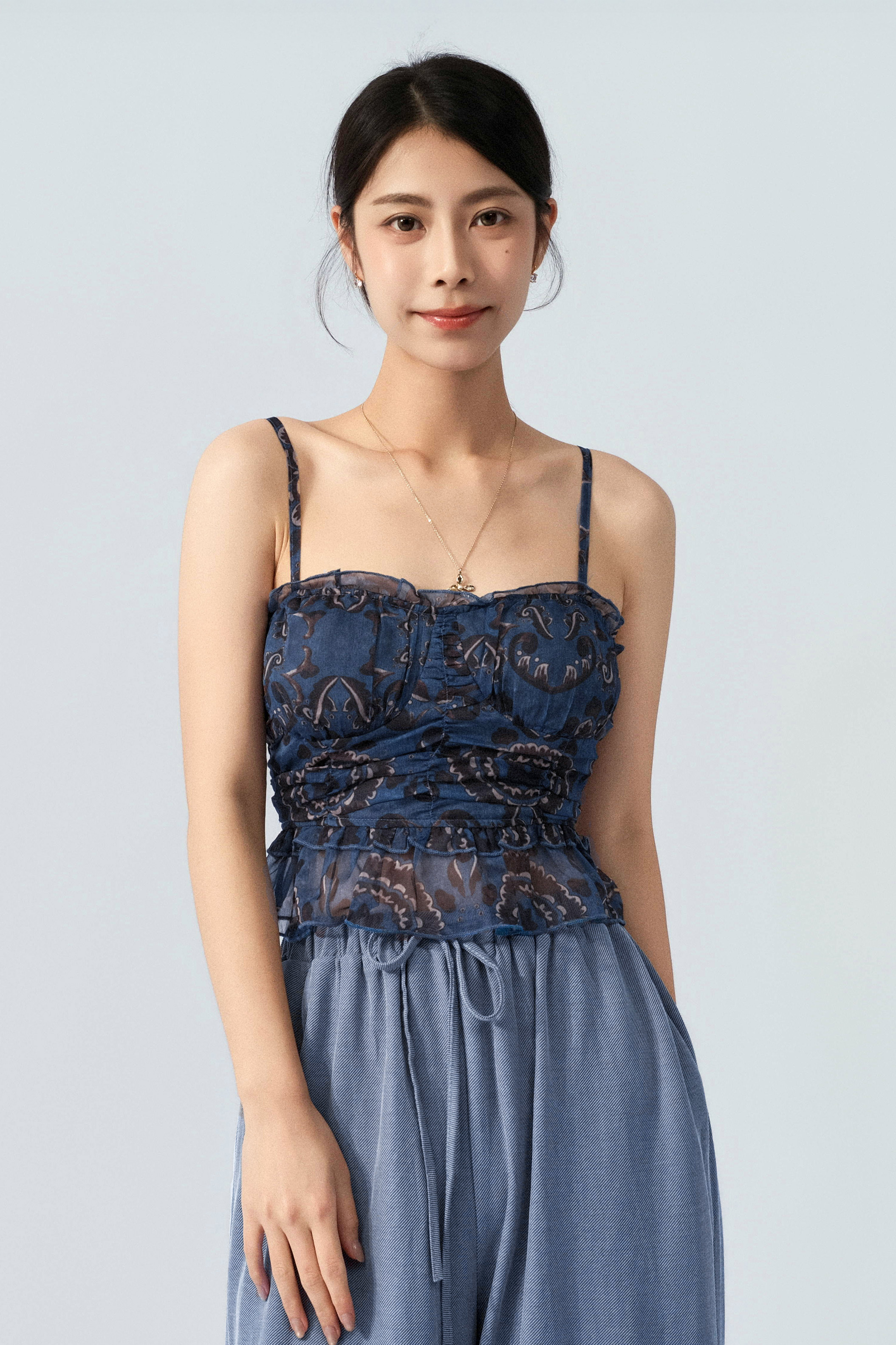 古典花雪紡傘腳bra top ( 預購產品）