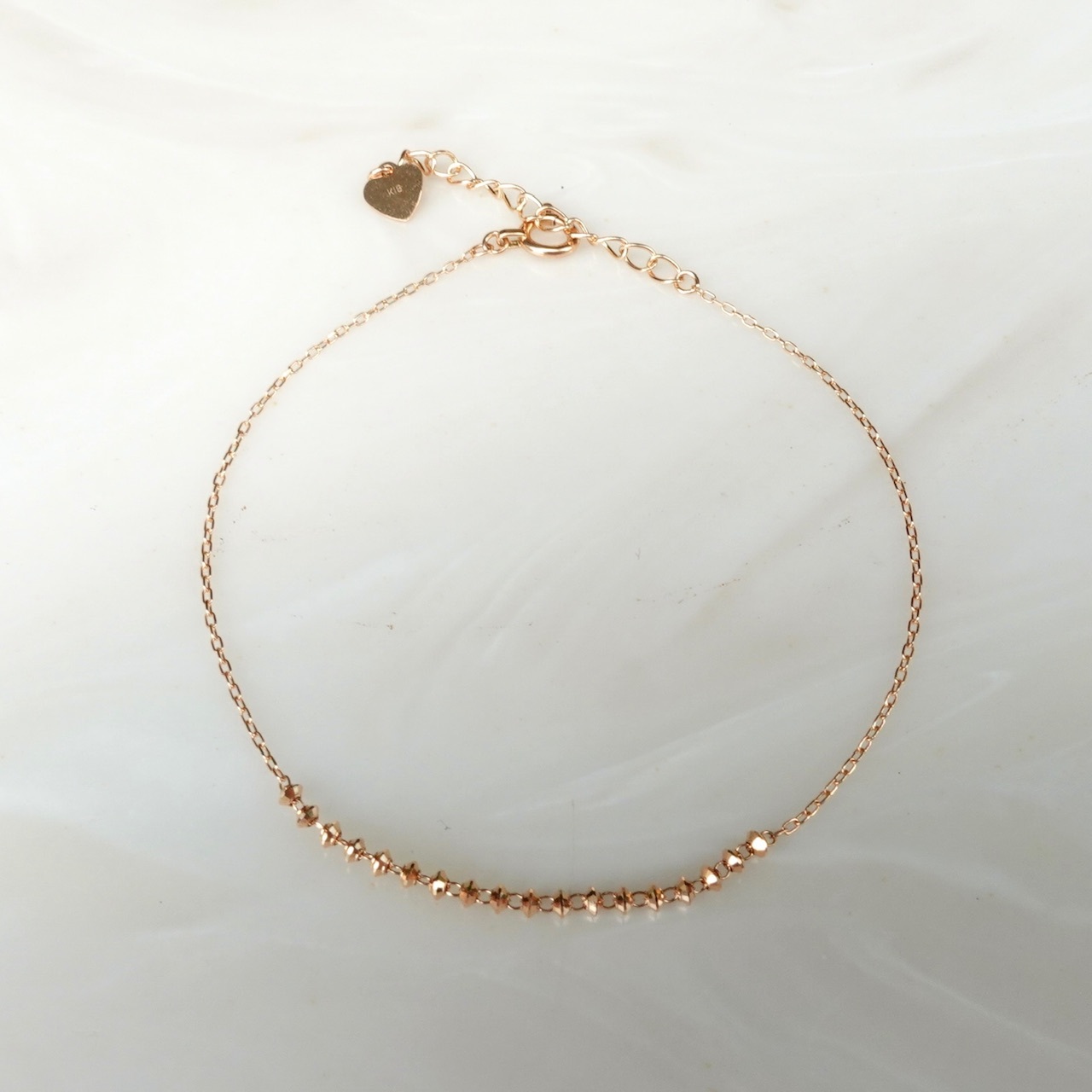 18K Rose Gold Japanese Laser Balls Bracelet