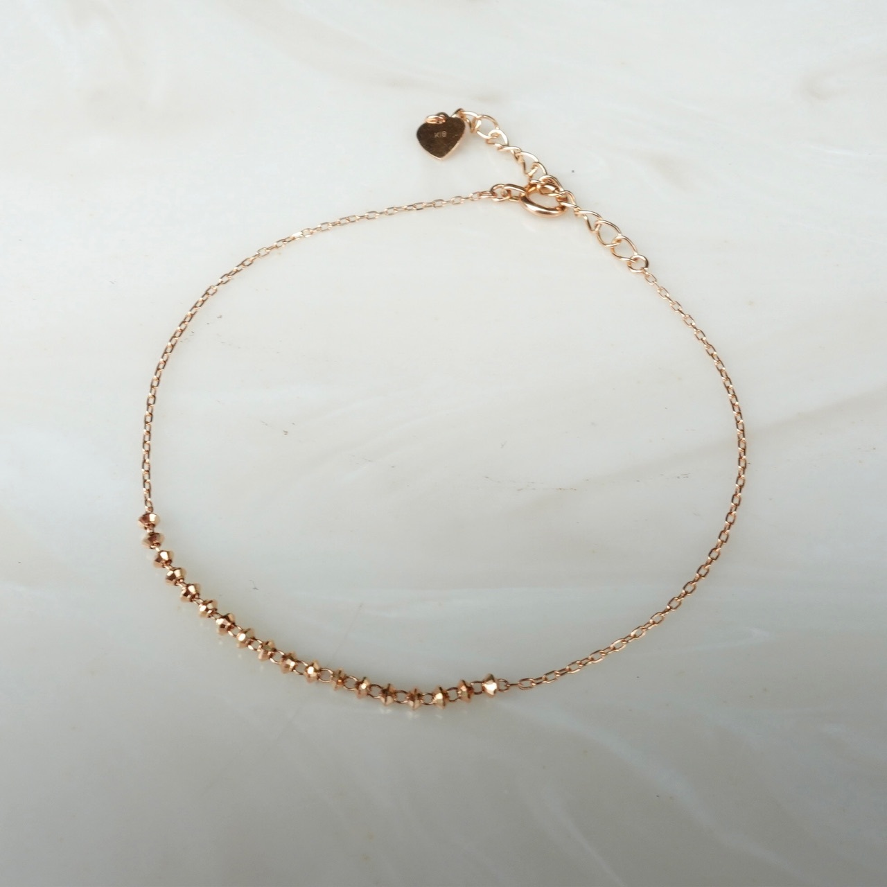 18K Rose Gold Japanese Laser Balls Bracelet
