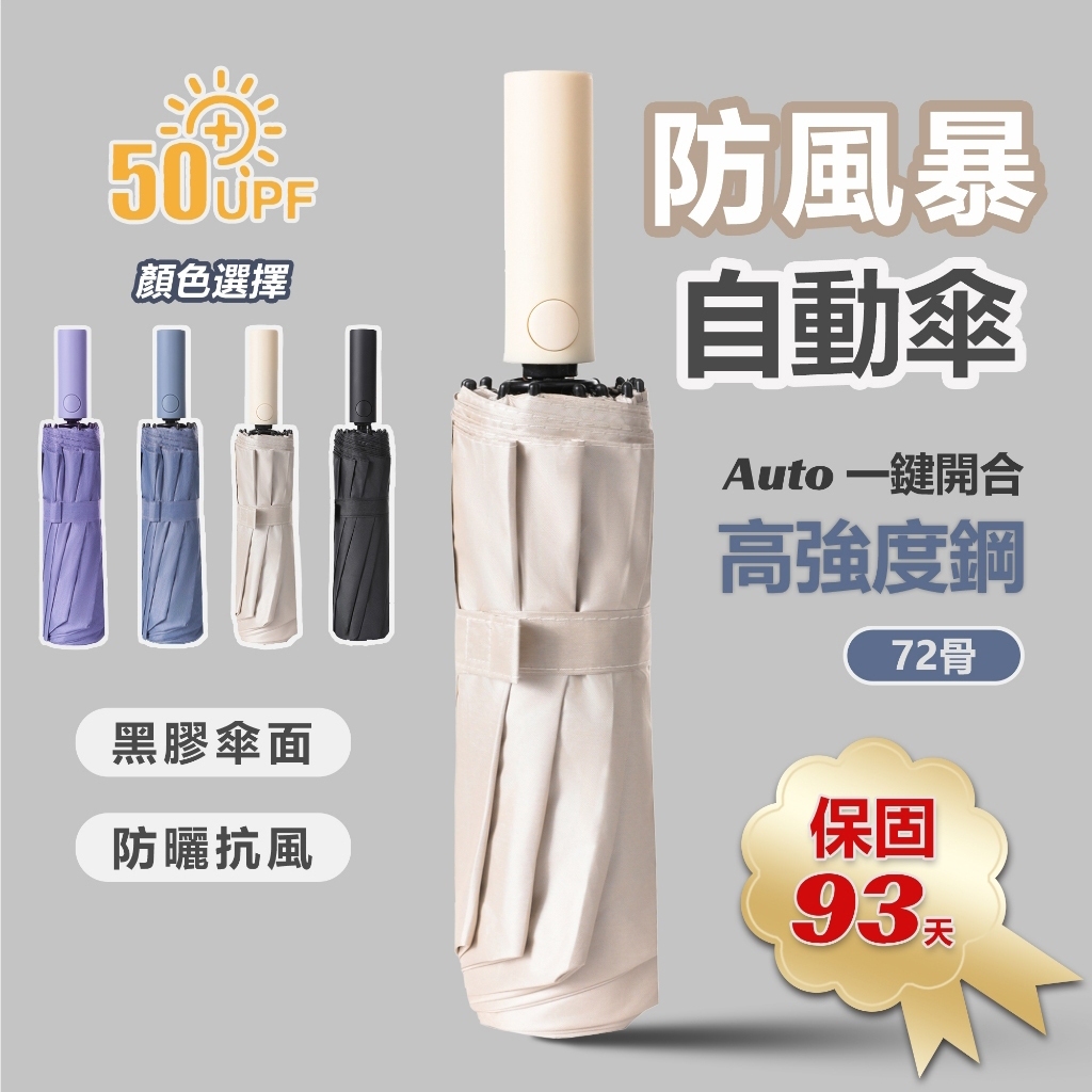 72骨雙股黑膠自動傘 超強抗風 晴雨傘 加大自動傘