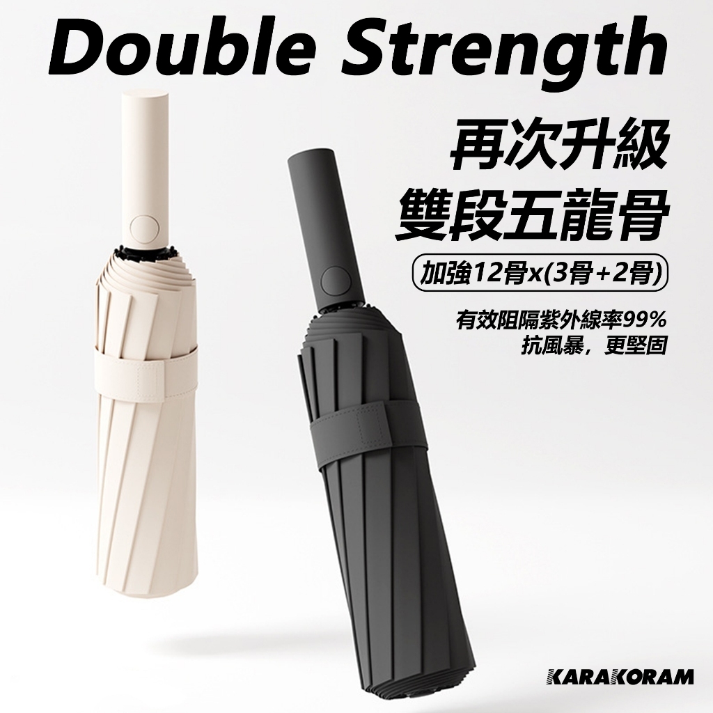 72骨雙股黑膠自動傘 超強抗風 晴雨傘 加大自動傘