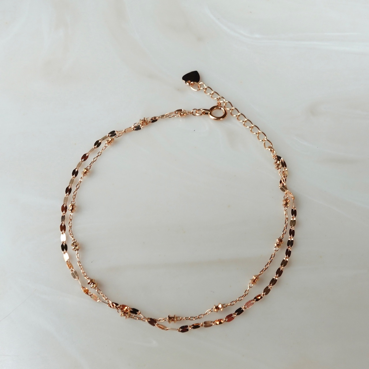 18K Rose Gold Japanese Laser Balls Double Layers Bracelet