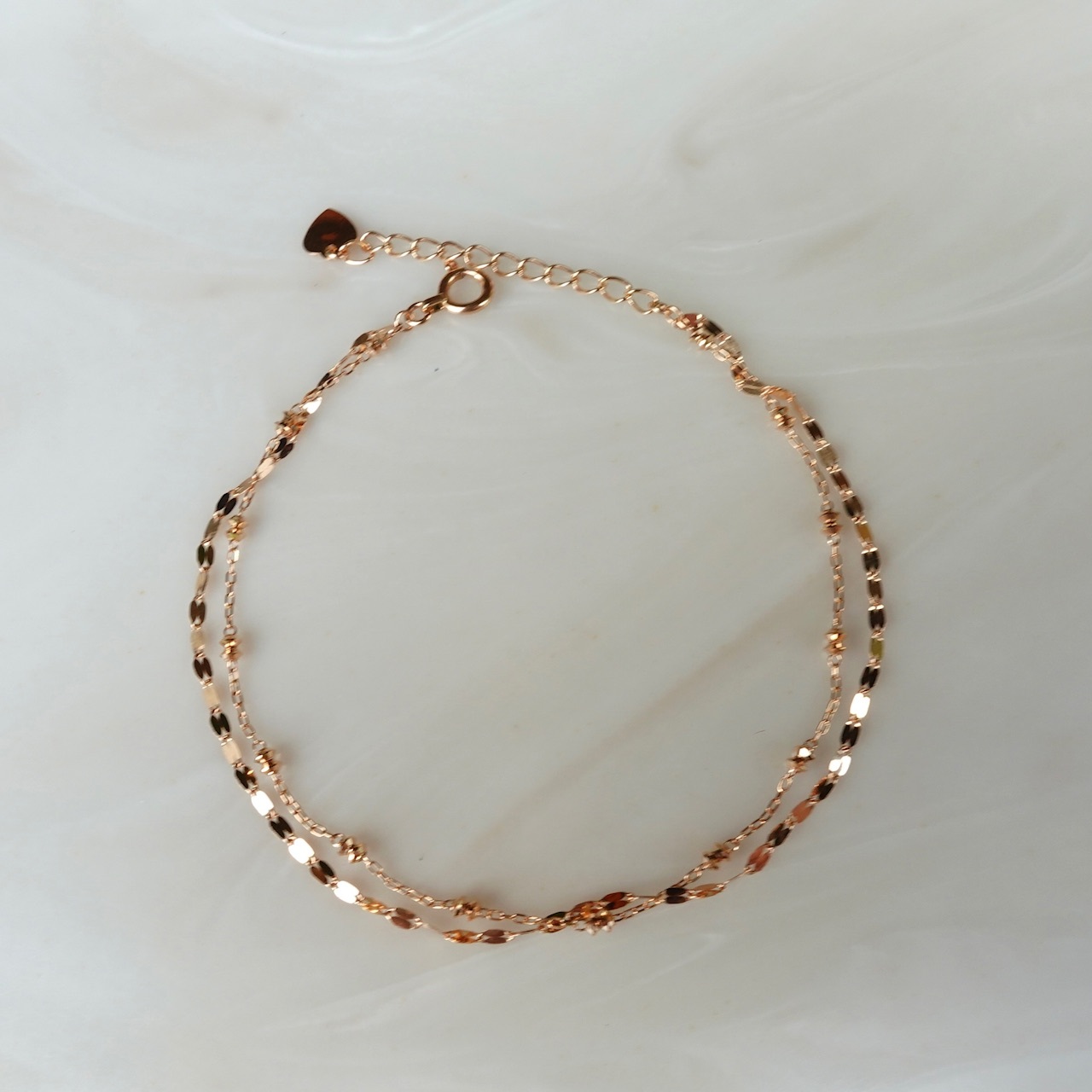 18K Rose Gold Japanese Laser Balls Double Layers Bracelet