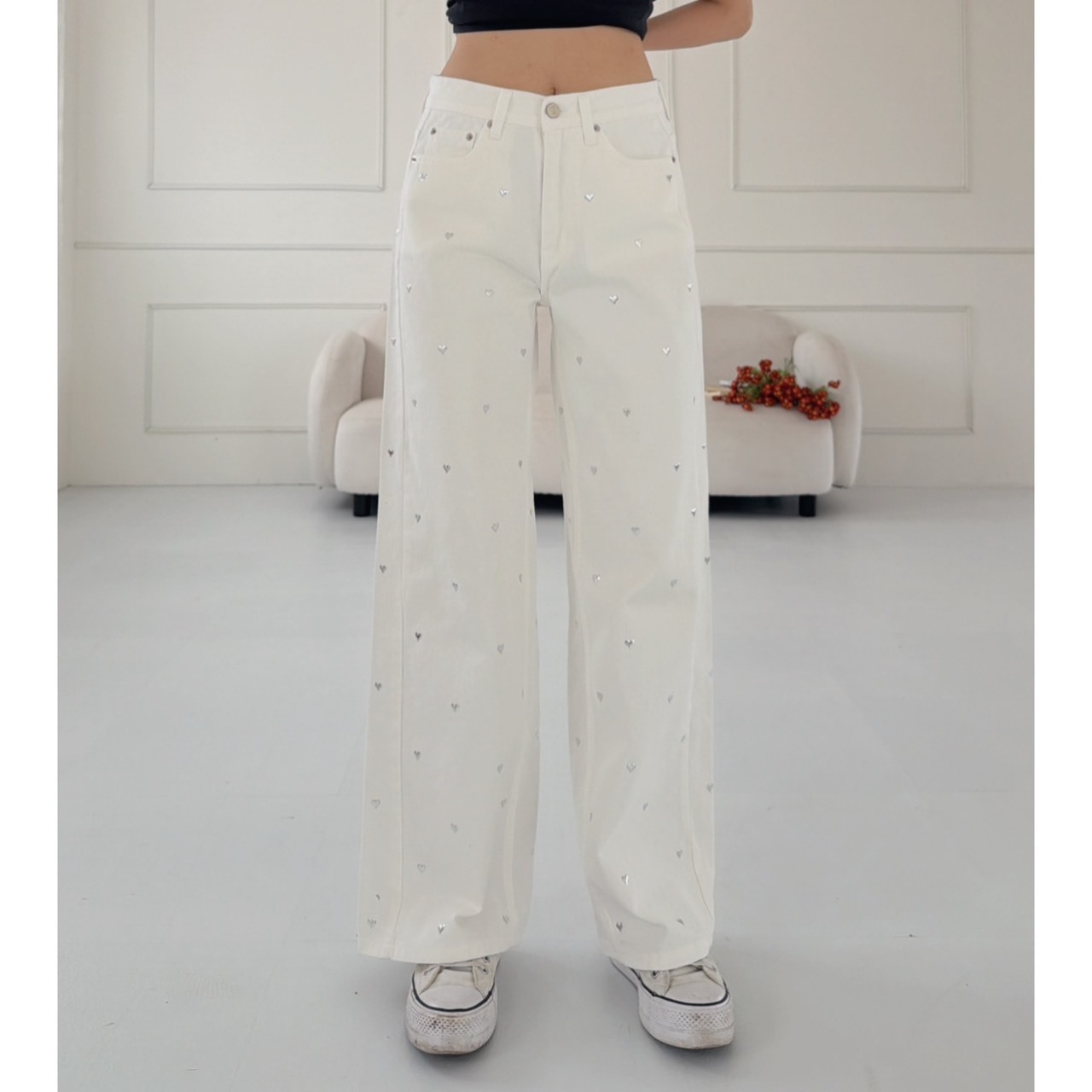 ［預購］🔥05.27春夏新品］💛闆娘自留款］🇰🇷正韓高腰超美滿版愛心牛仔白褲（SM）