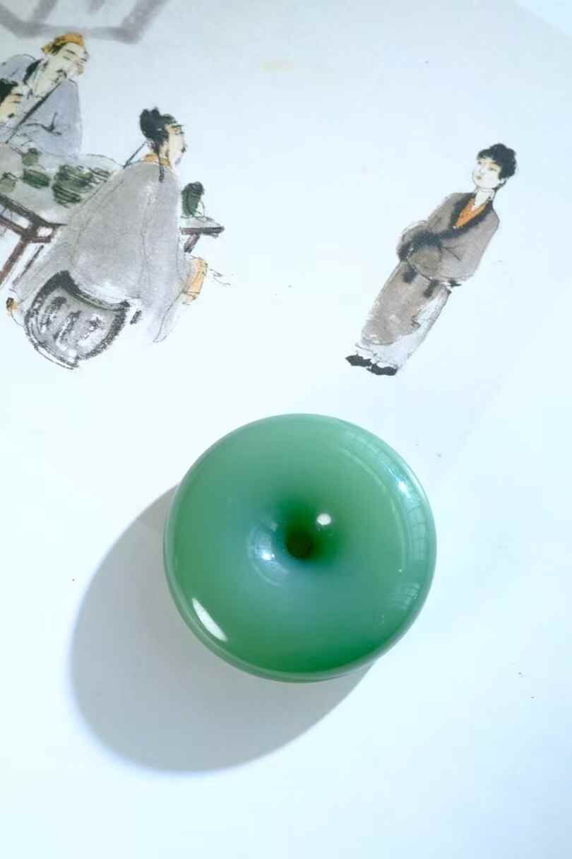 和田玉粉綠平安扣 (39mm直徑),天然和田玉軟玉