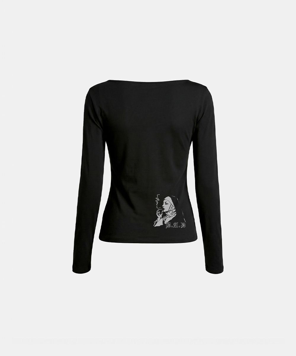 BADBLOOD 深色經典船領 T-Shirt 黑色 w-tee26-190