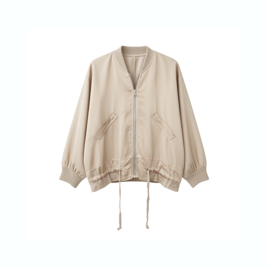1SO0403-057 [SUNNY STUDIO] Silk Bomber Jacket Beige #13469 (C-EU-E)