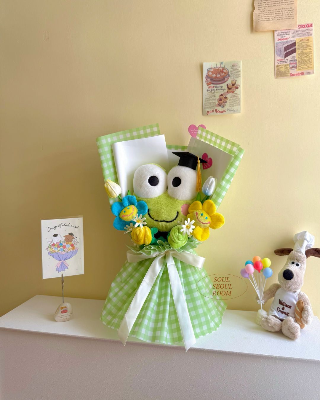 Keroppi 青蛙仔大公仔韓式包裝花束 畢業典禮驚喜 官方授權正版直送