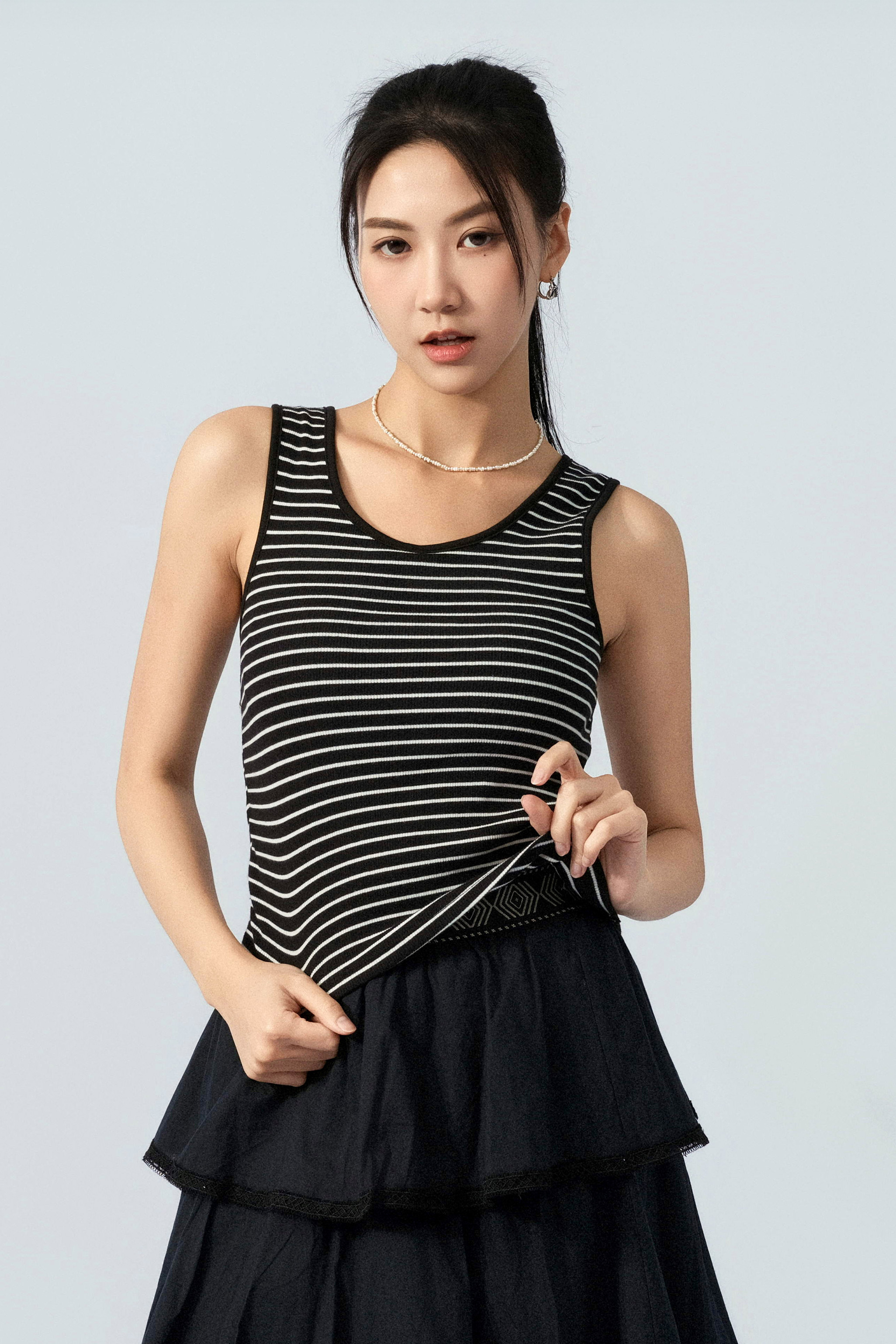 交叉背羅紋間條bra top（預購產品）