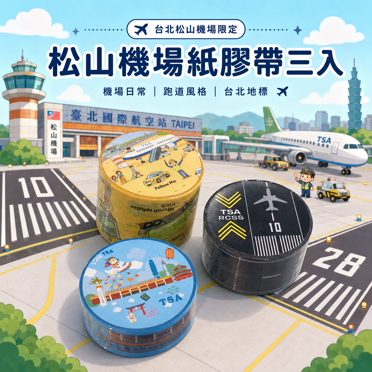 臺北松山機場 紙膠帶三入組