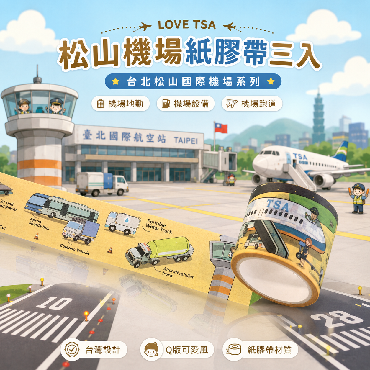 臺北松山機場 紙膠帶三入組