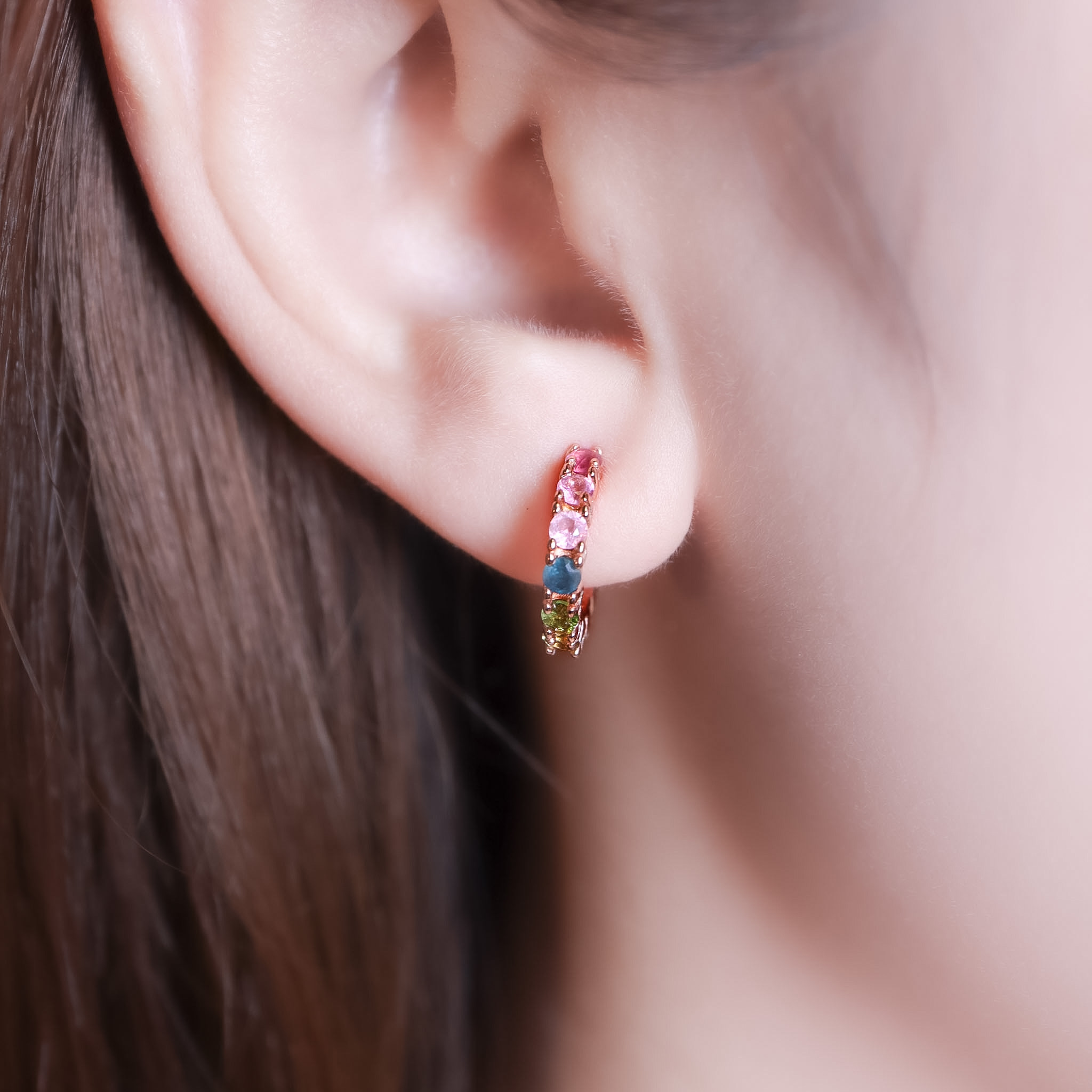 | 925 Silver・Rose Gold・Tourmaline | Colourful Galaxy Earrings | EA1159 |