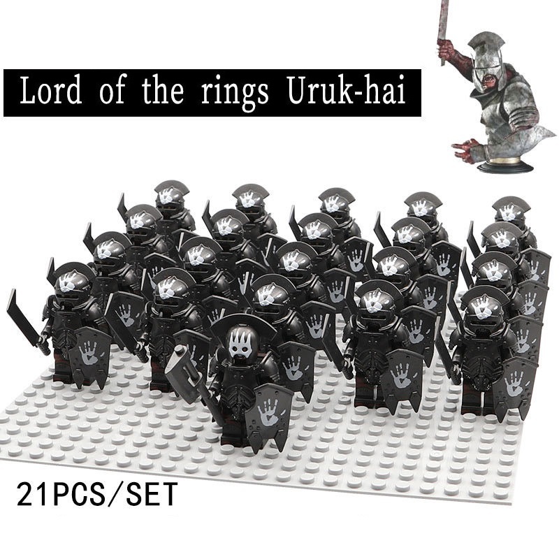 21PCS / Lot Uruk-Hai Warrior Lord of the Rings Minifigures Set Fit Lego BR02-146