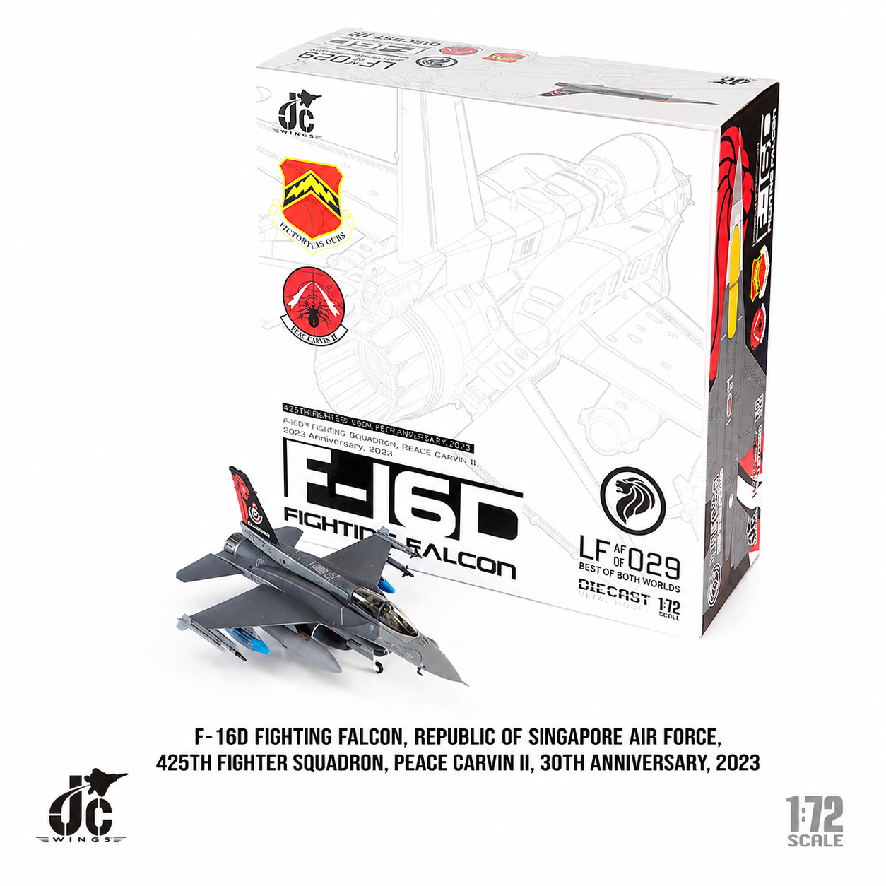 JC wings 1/72 新加坡共和國空軍 F-16D 2023 (01-6029) 第425戰鬥機中隊