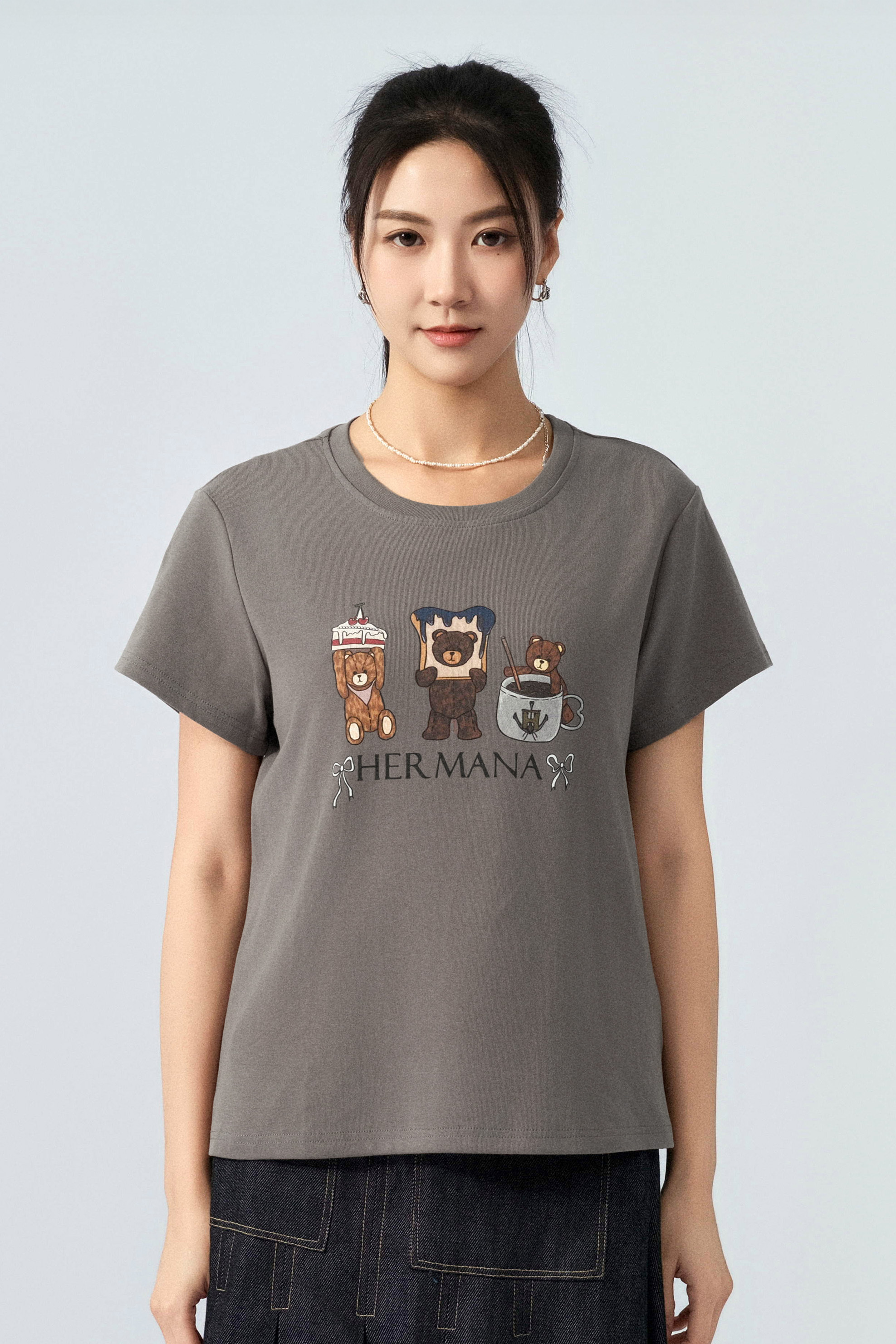 甜點咖啡小熊印花tee  (預購產品）
