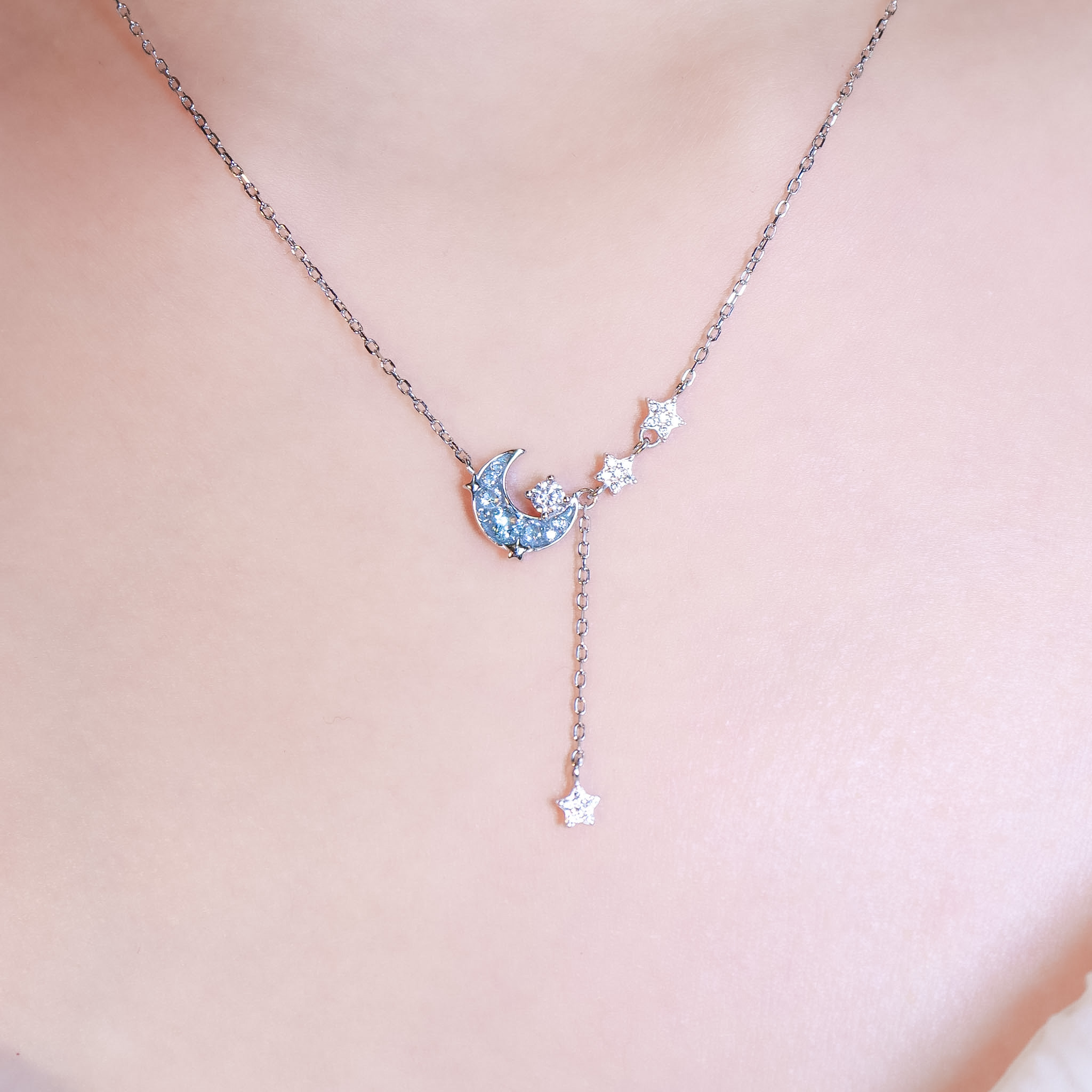 | 925 Silver・ White Gold | Blue Accompany Necklace | NE1667 |