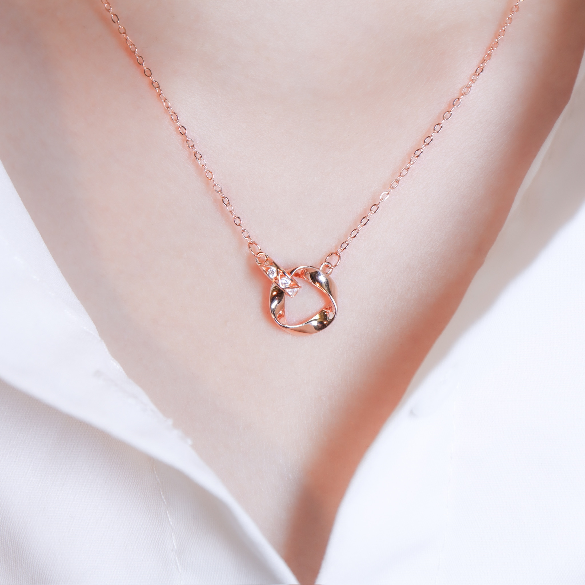 | 925 Silver・White Gold・Rose Gold | Never Apart Necklace（Silver / Rose Gold) | NE1668 |