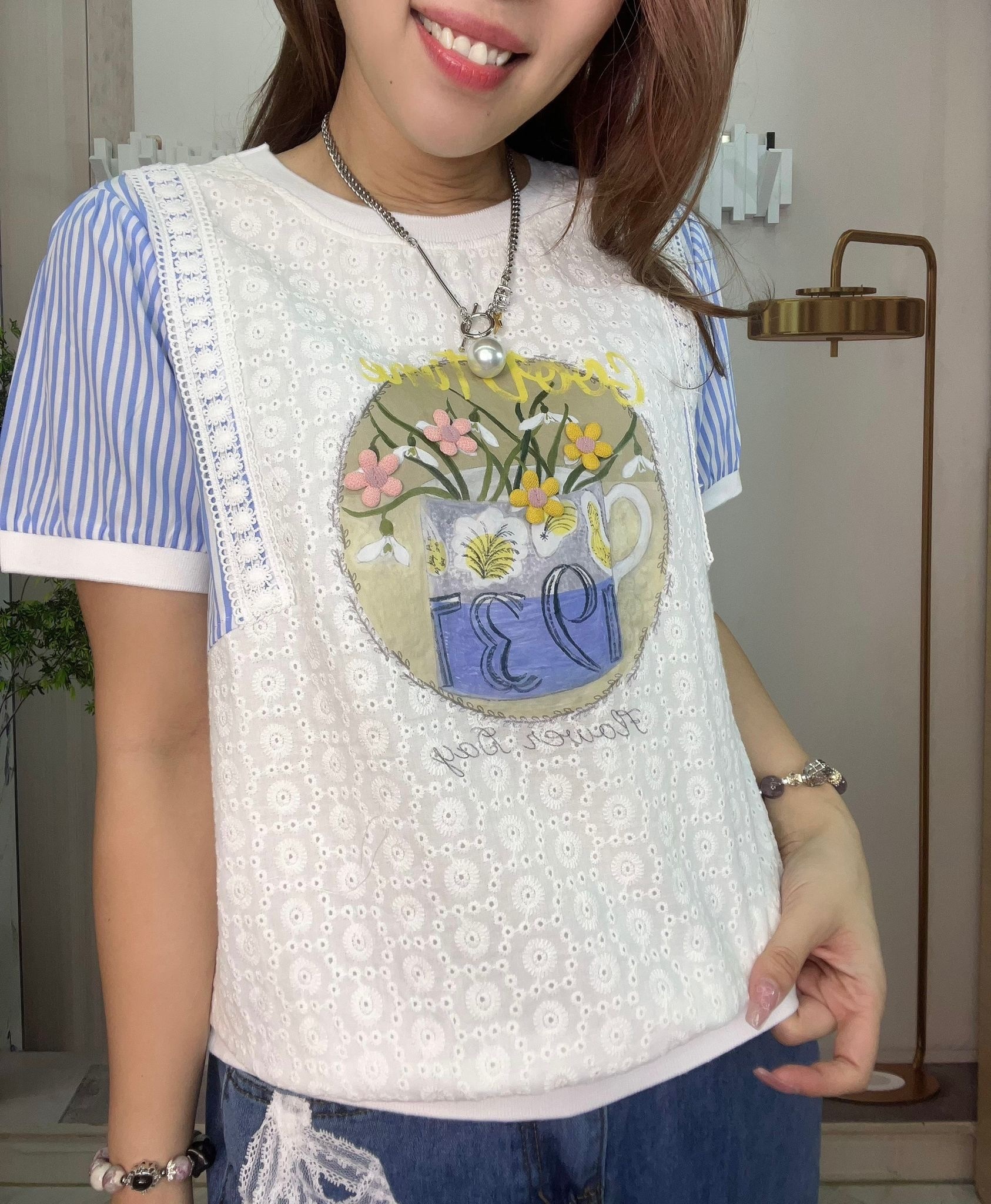 Ma牌子lace 拼花圖案top ～167H