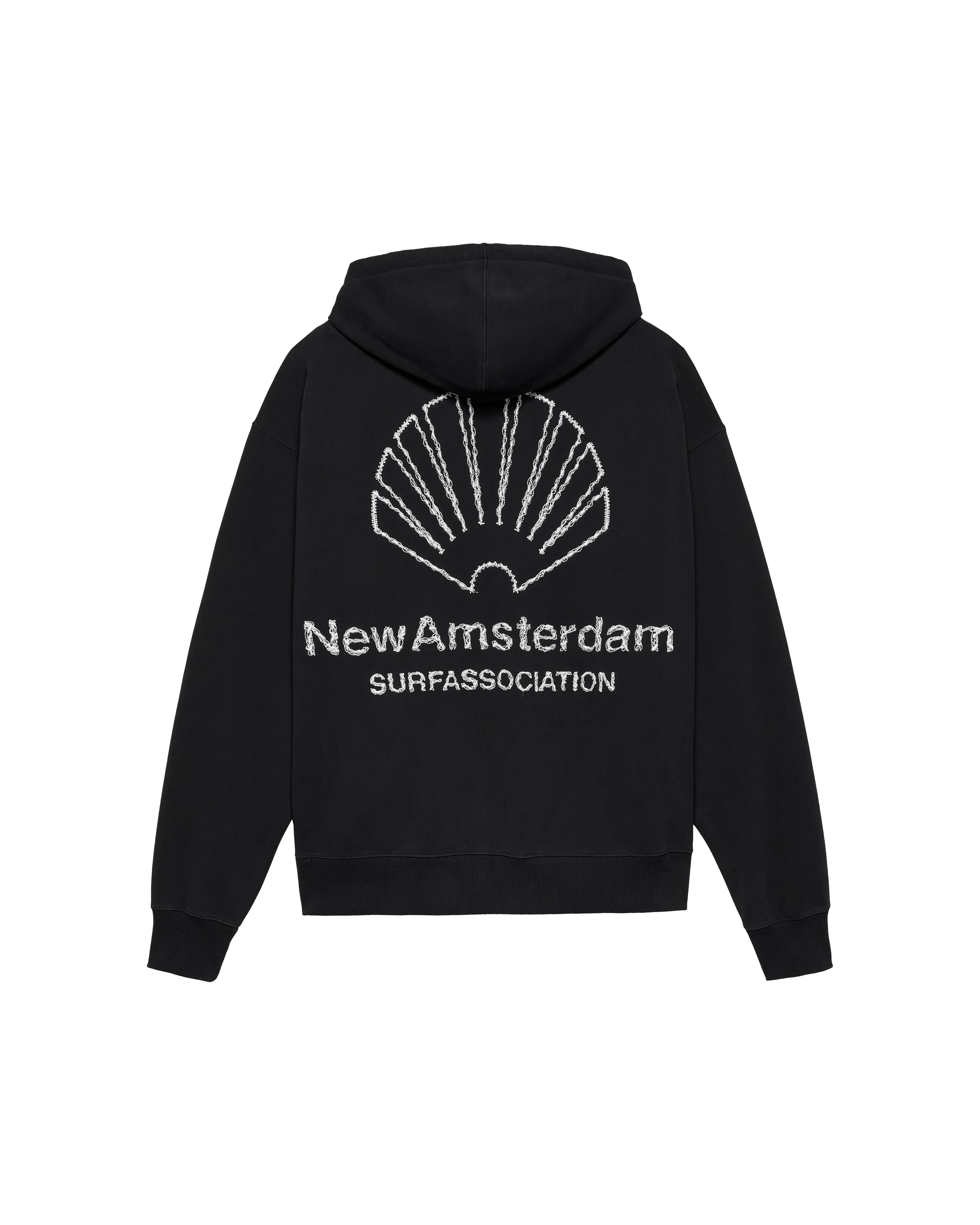 NEW AMSTERDAM SURF ASSOCIATION｜LOGO HOODIE + BLACK/WHITE