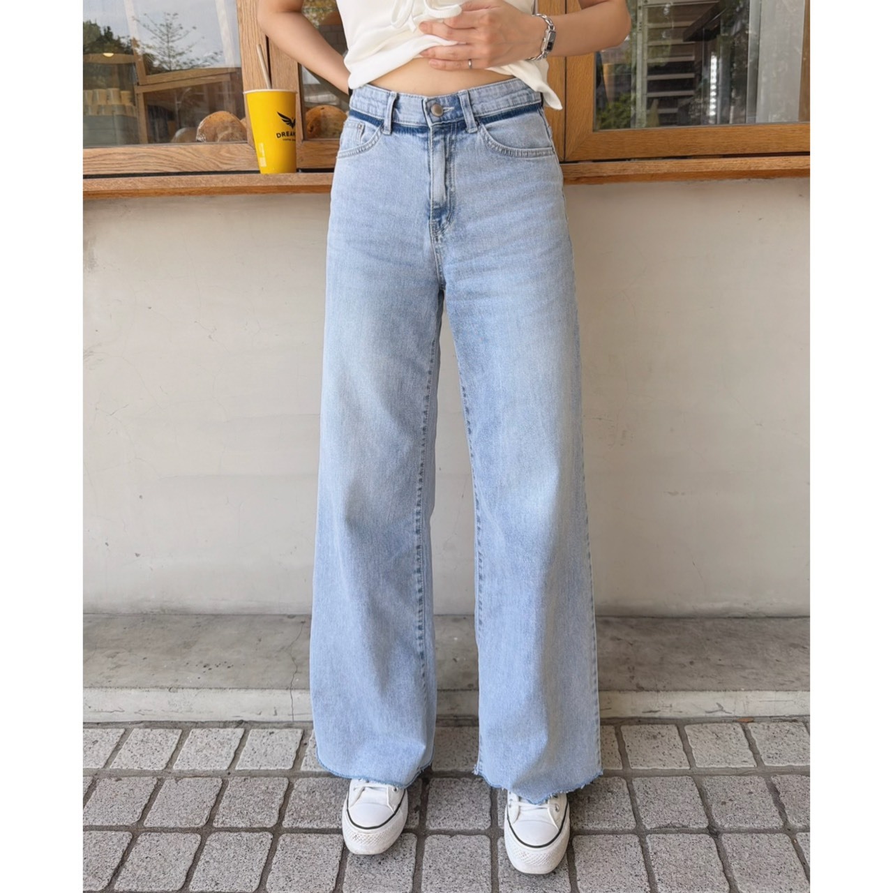 ［預購］🔥05.27春夏新品］💥闆娘大推款］🇰🇷正韓高腰內鬆緊腰超軟薄款牛仔寬褲（S-XL牛仔藍/兩色）