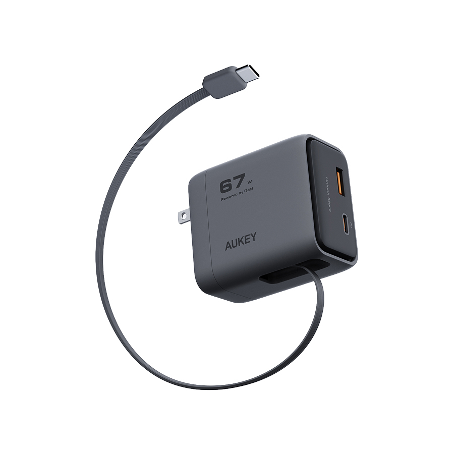 AUKEY 67W 氮化鎵自帶線充電器 PA-C12