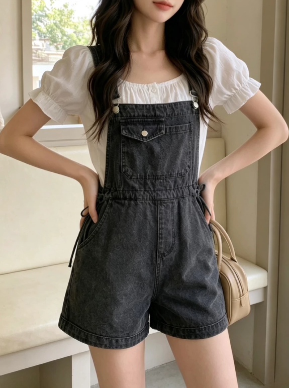【直播】BUY LOVE BL052805 女裝牛仔吊帶短褲