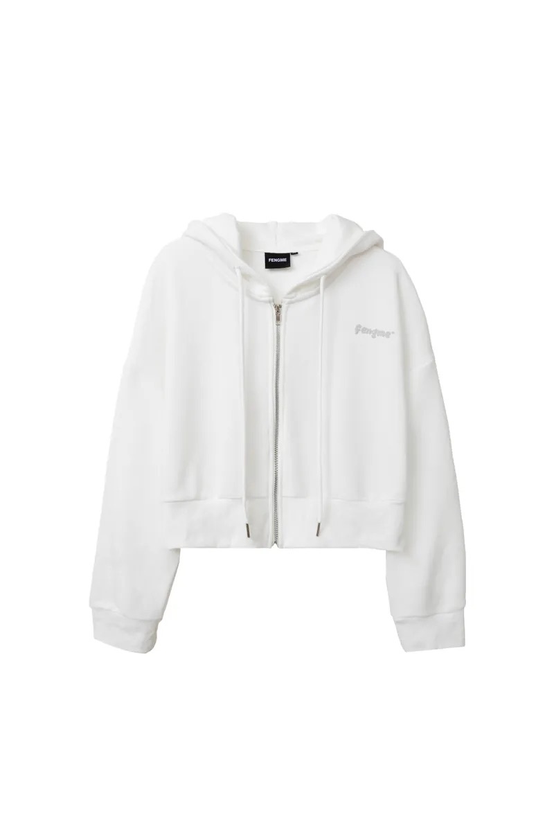 FENGME x Kimi Ji Puffy Love Cropped Hooded Jacket - White
